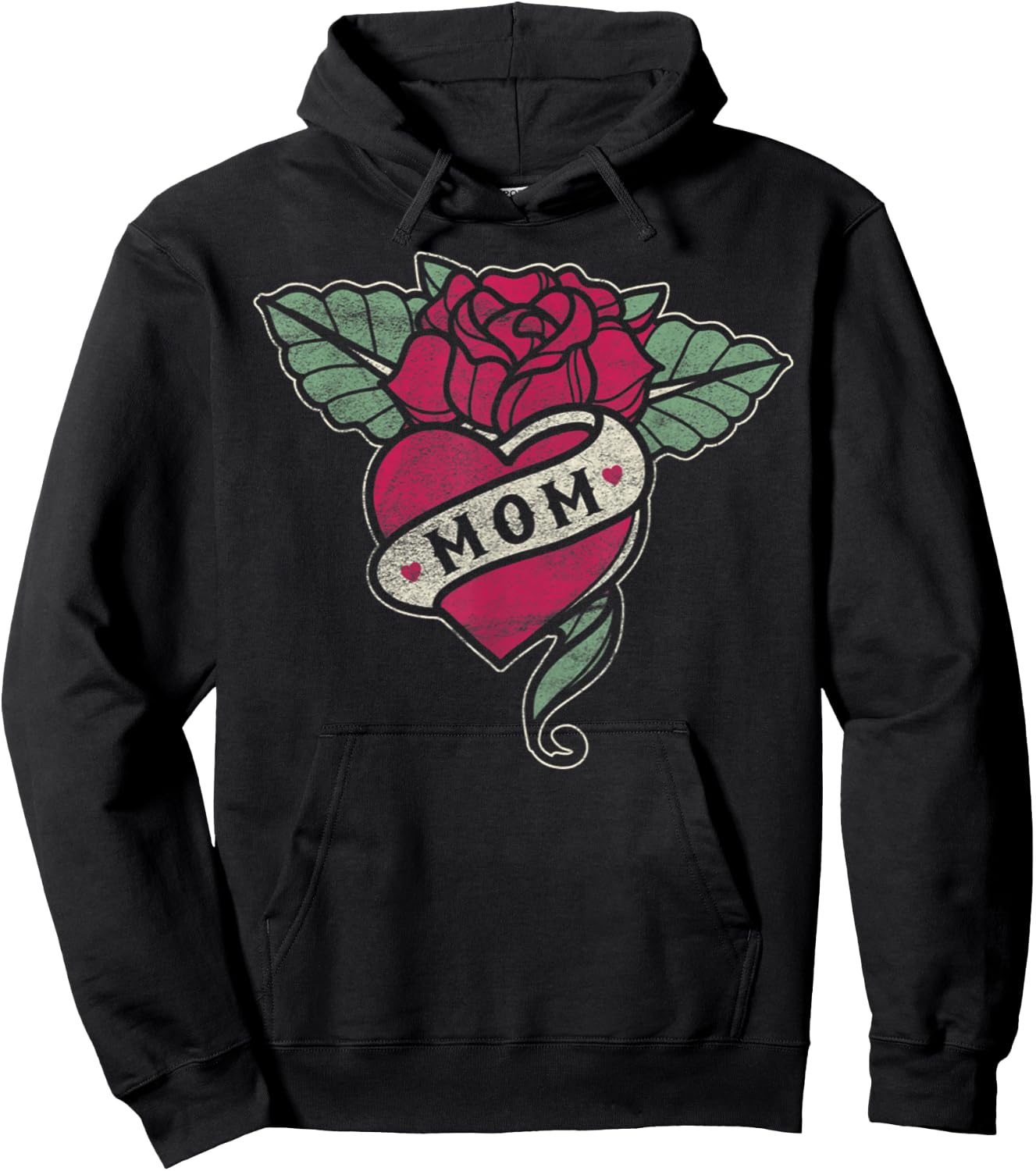 Mom Tattoo Heart Red Rose Motorcycle Hoodie - Hoodie | Black
