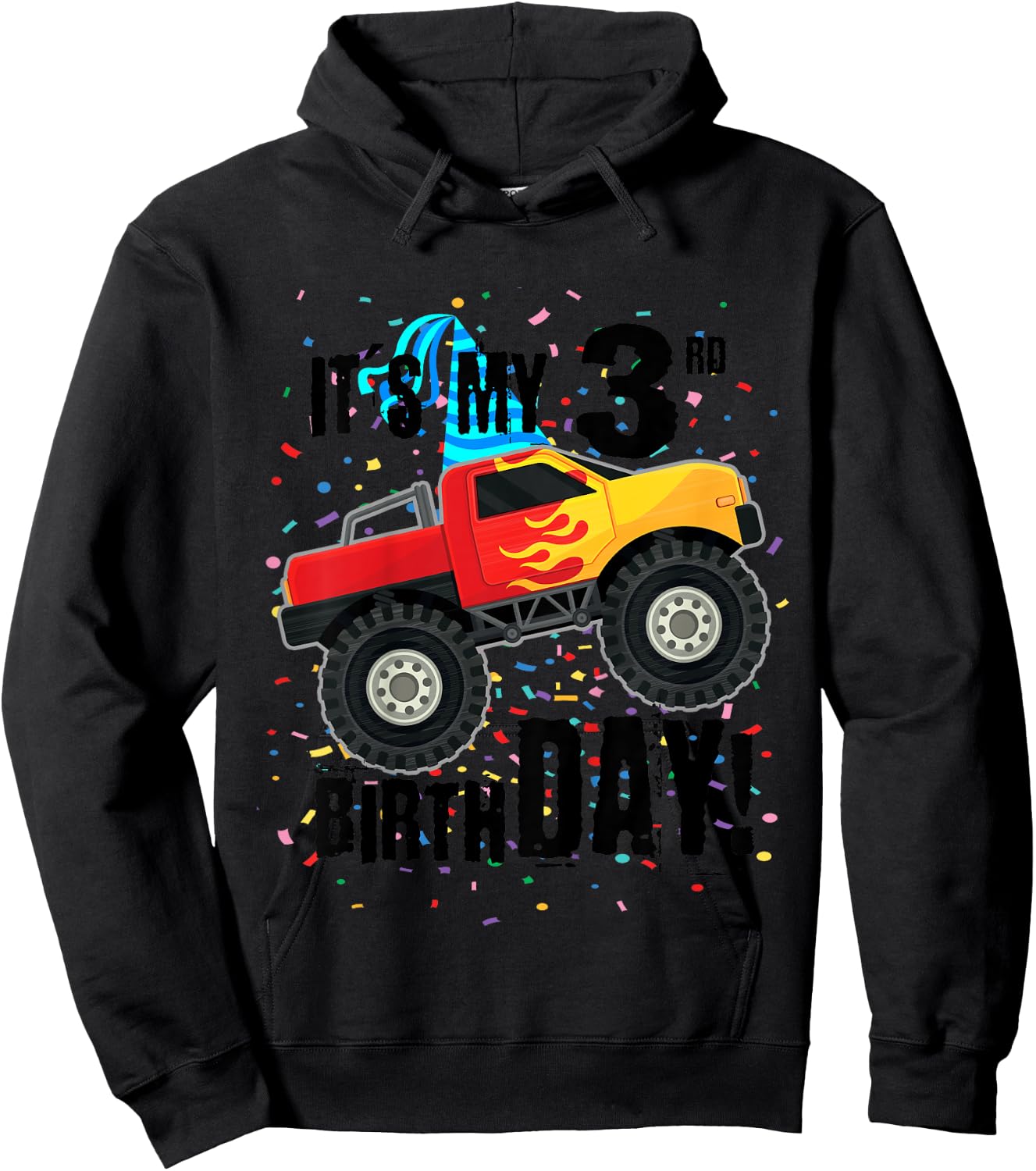 It's My 3rd Birthday! 3 year old monster truck shirt Hoodie - Hoodie | Black