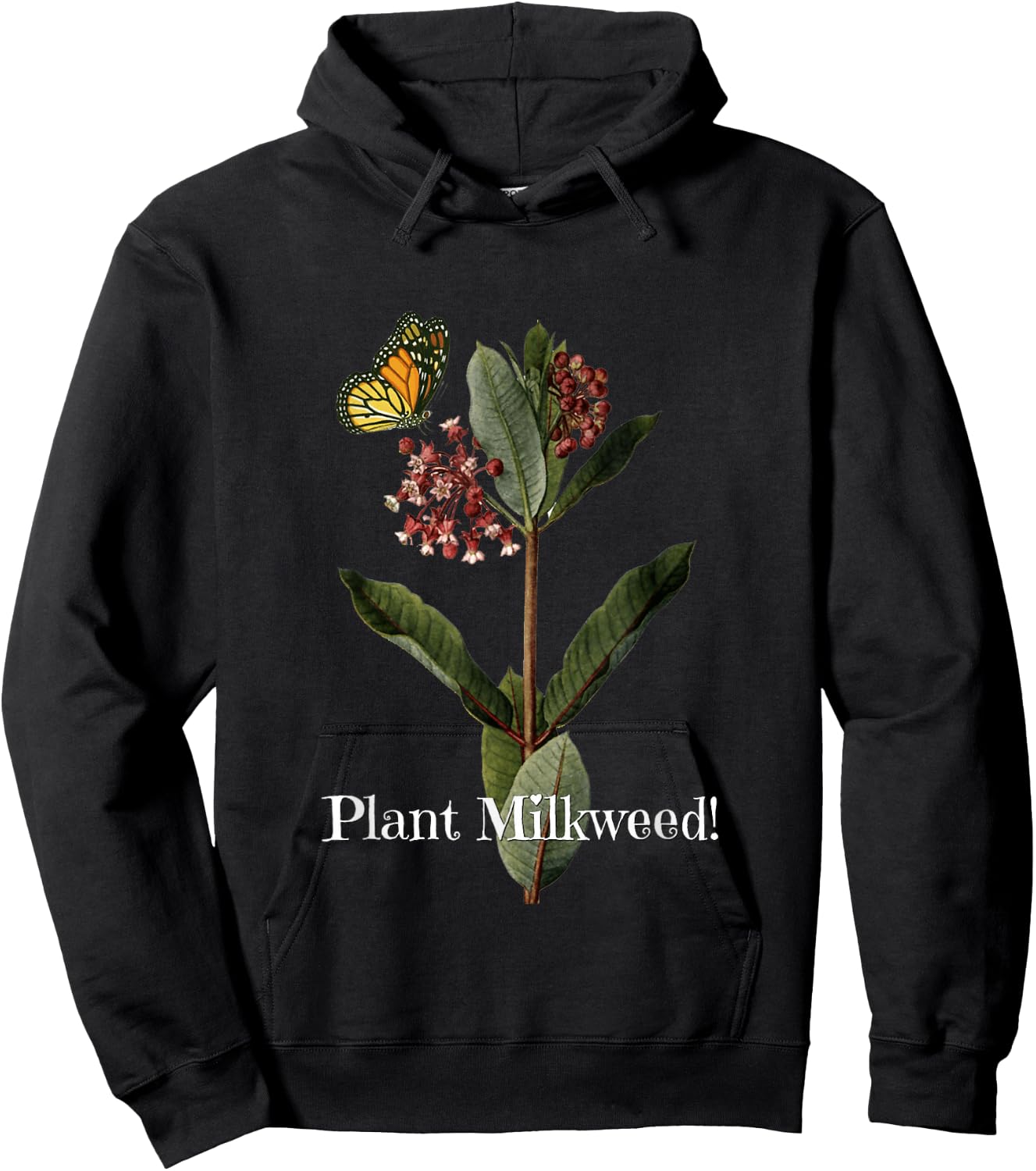 Plant Milkweed with Monarch Butterfly Hoodie - Hoodie | Black