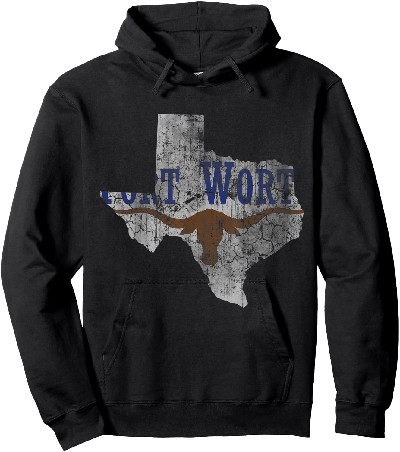 Fort Worth Flag Texas Home Love Family Vintage Fade Texan Hoodie - Hoodie | Black