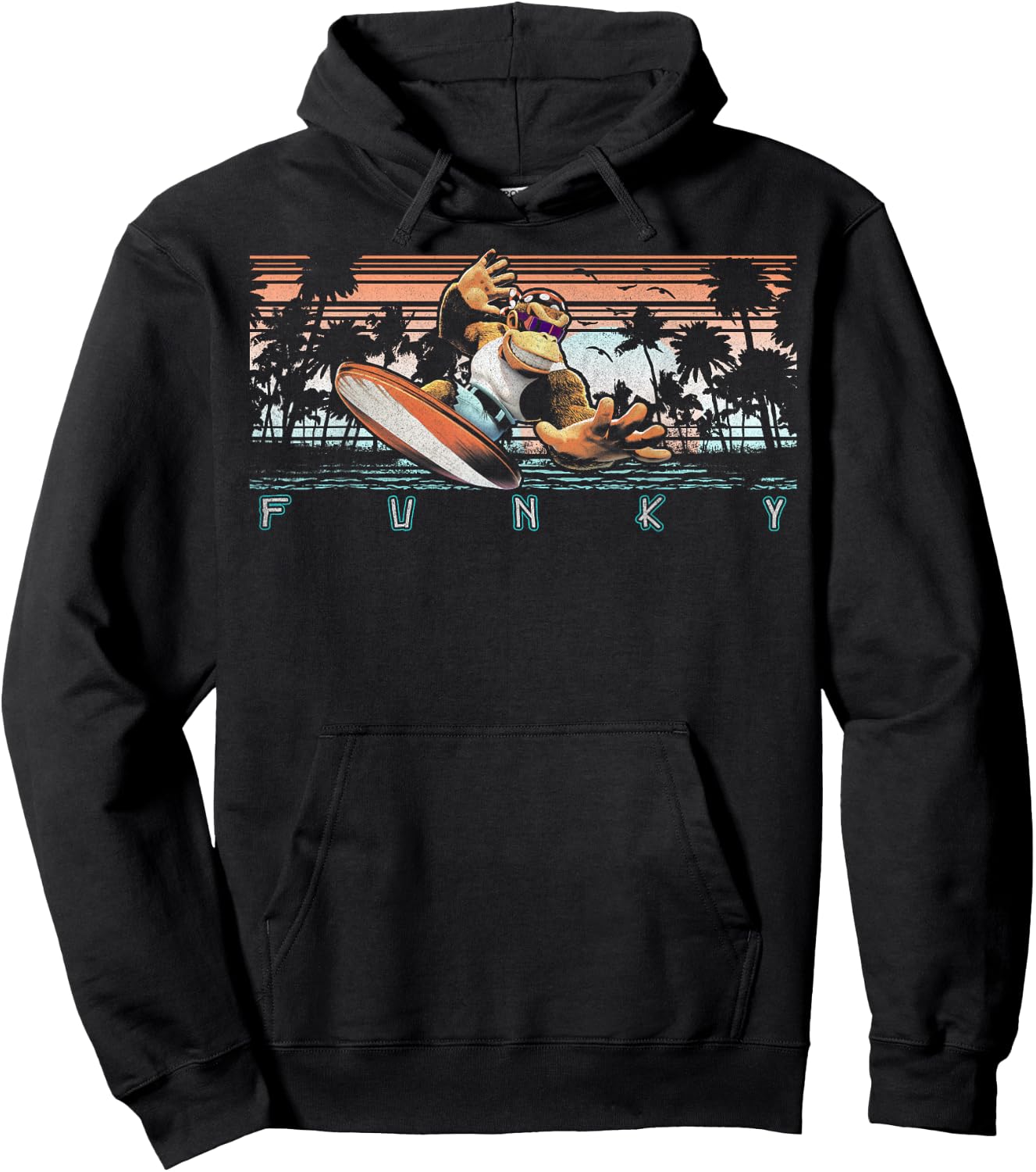 Nintendo Donkey Kong Country Funky Kong Surf Tropical Poster Small Hoodie - Hoodie | Black