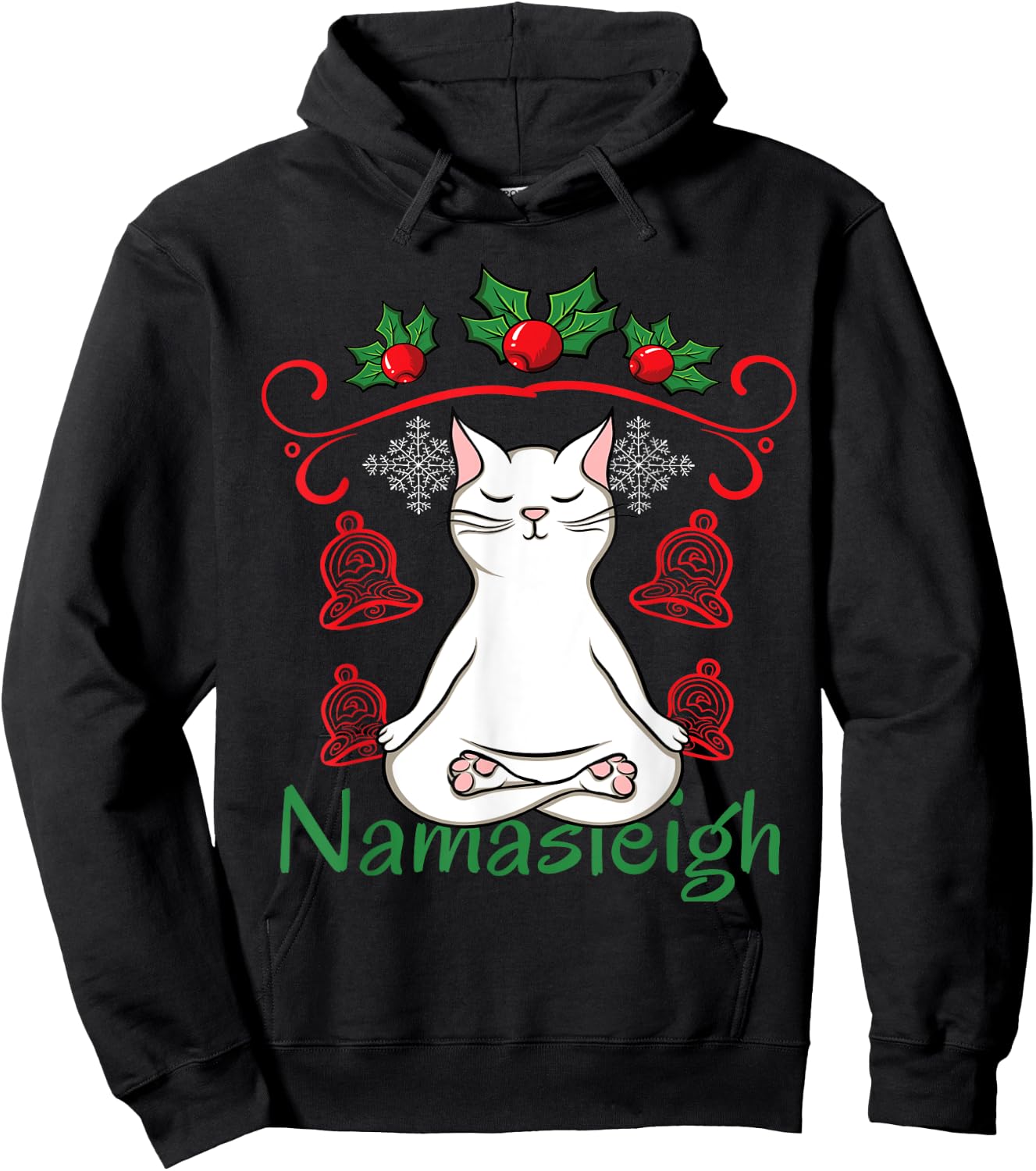 Namasleigh Santa Claus Namaste Yoga Ugly Christmas Hoodie - Hoodie | Black