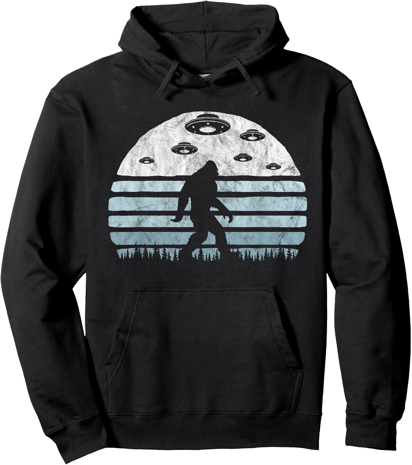 Bigfoot UFO Abduction Vintage Believe Retro Alien Graphic Hoodie - Hoodie | Black
