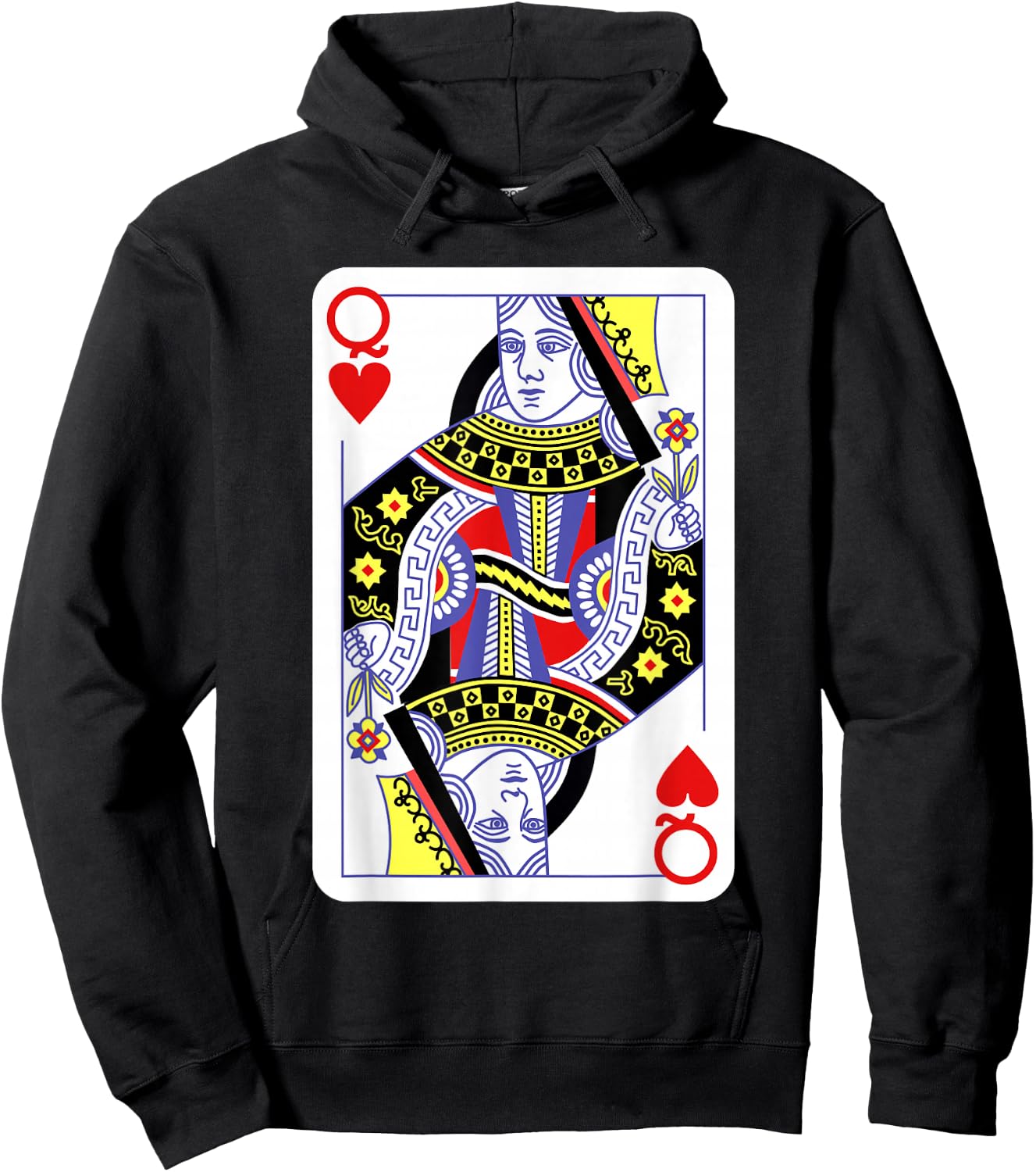 Queen of Hearts Playing Cards Halloween Costume Casino Easy Small Hoodie - Hoodie | Black