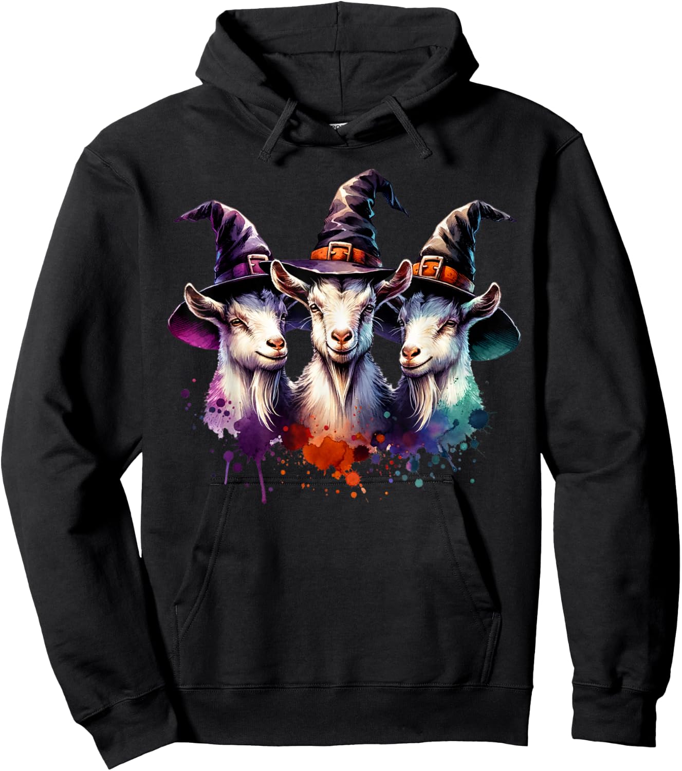 Funny Goat Halloween Costume Spooky Season Goats Witch Hoodie - Hoodie | Black