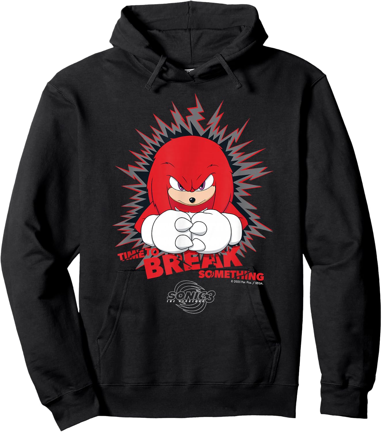 Sonic the Hedgehog 3 - Knuckles "Time to Break Something" Hoodie - Hoodie | Black