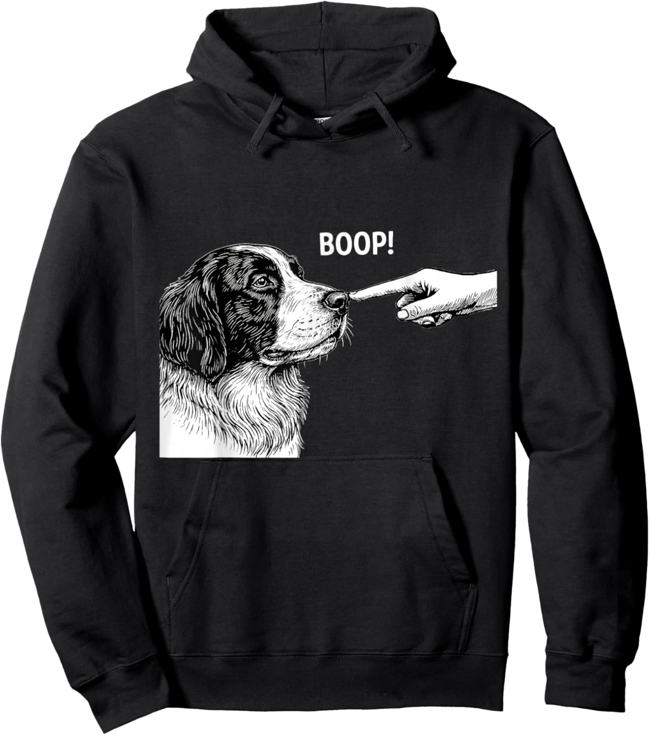 Landseer Boop Cute Dog Nose Touch Hoodie - Hoodie | Black