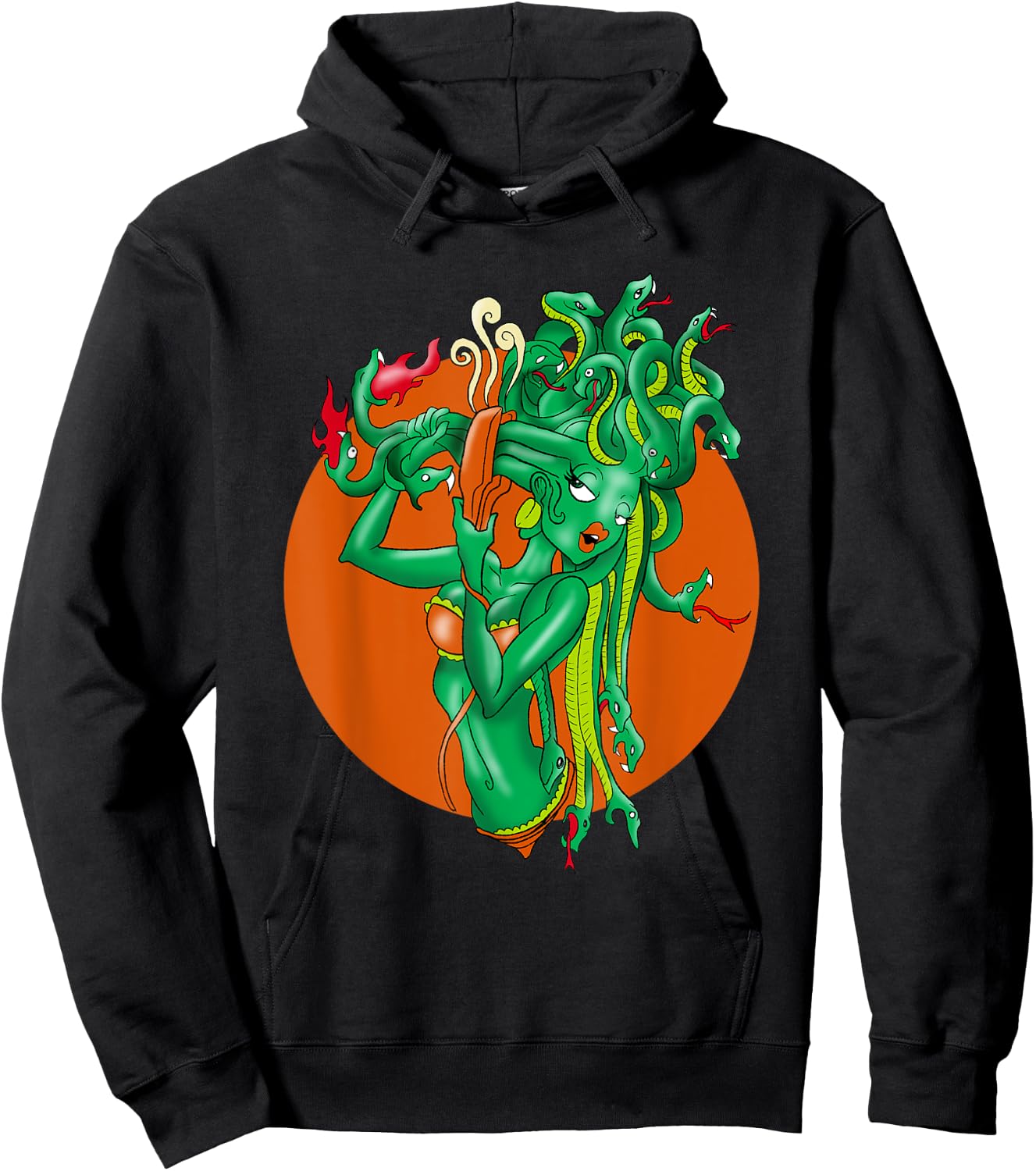 Medusa Girl Cartoon Funny Caricature Cool Comic Gift Hoodie - Hoodie | Black