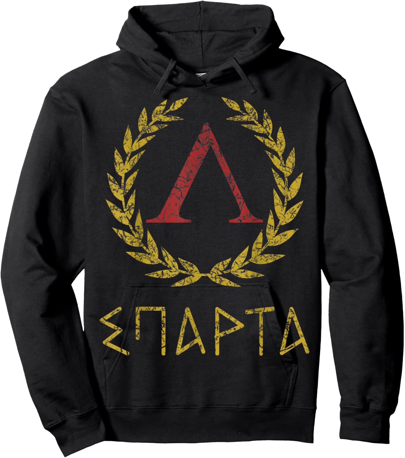 Spartan Warrior Greek letters laurel lambda Hoodie - Hoodie | Black