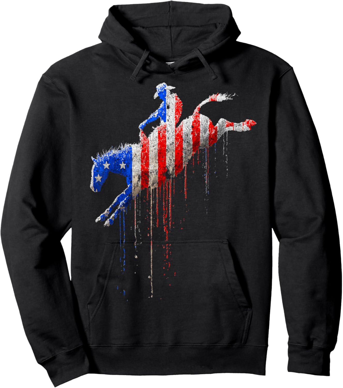 Rodeo Country Western Texas Barrel Racer American Flag USA Hoodie - Hoodie | Black