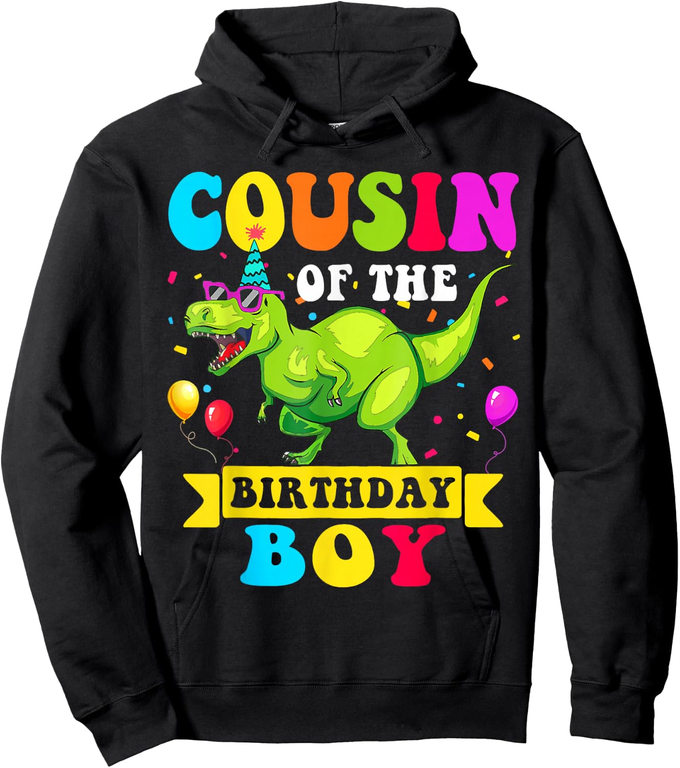 Cousin of the Birthday Boy Dinosaur Raptor Funny Hoodie - Hoodie | Black