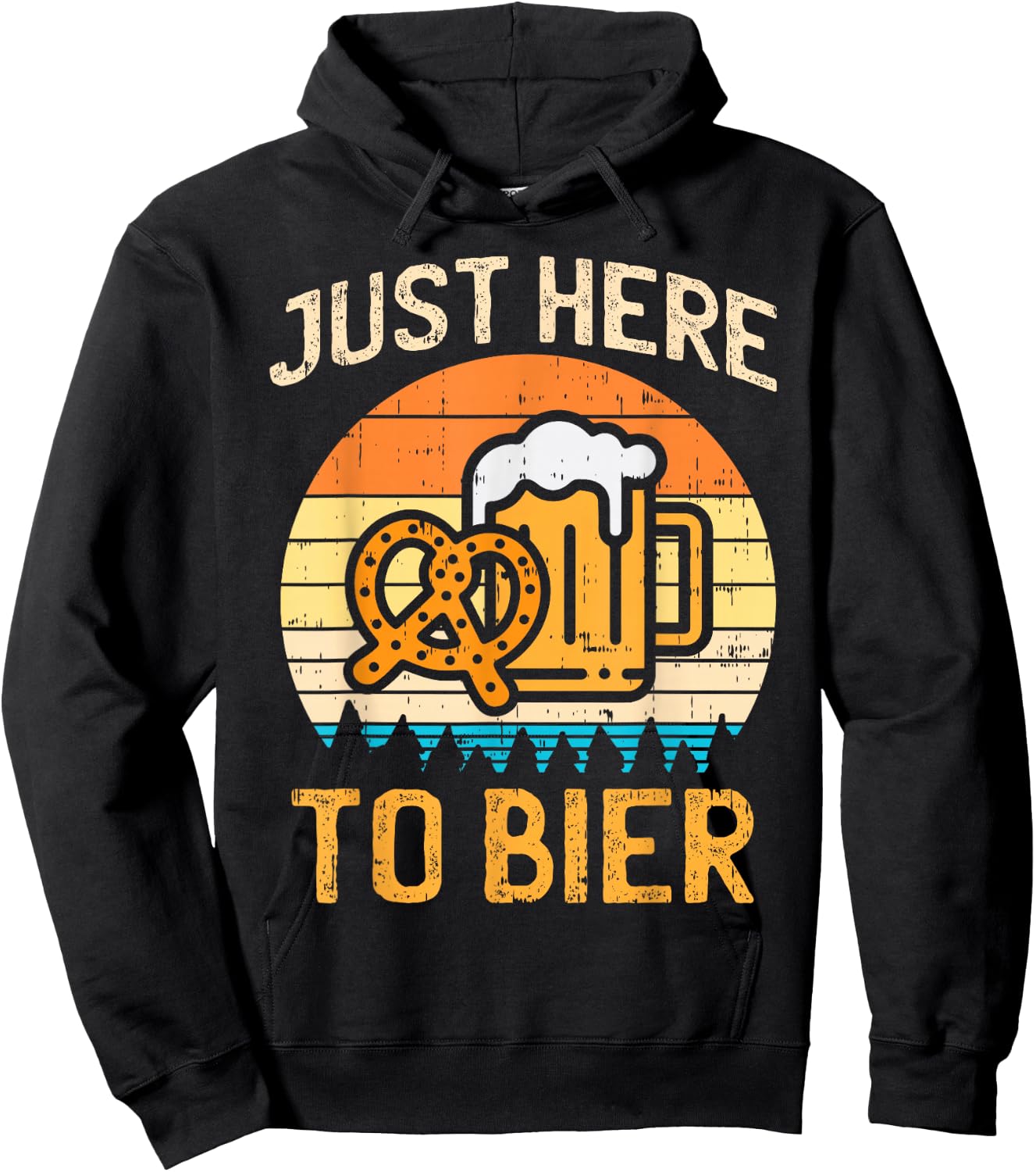 Retro Just Here To Bier Pretzel Beer German Oktoberfest Hoodie - Hoodie | Black