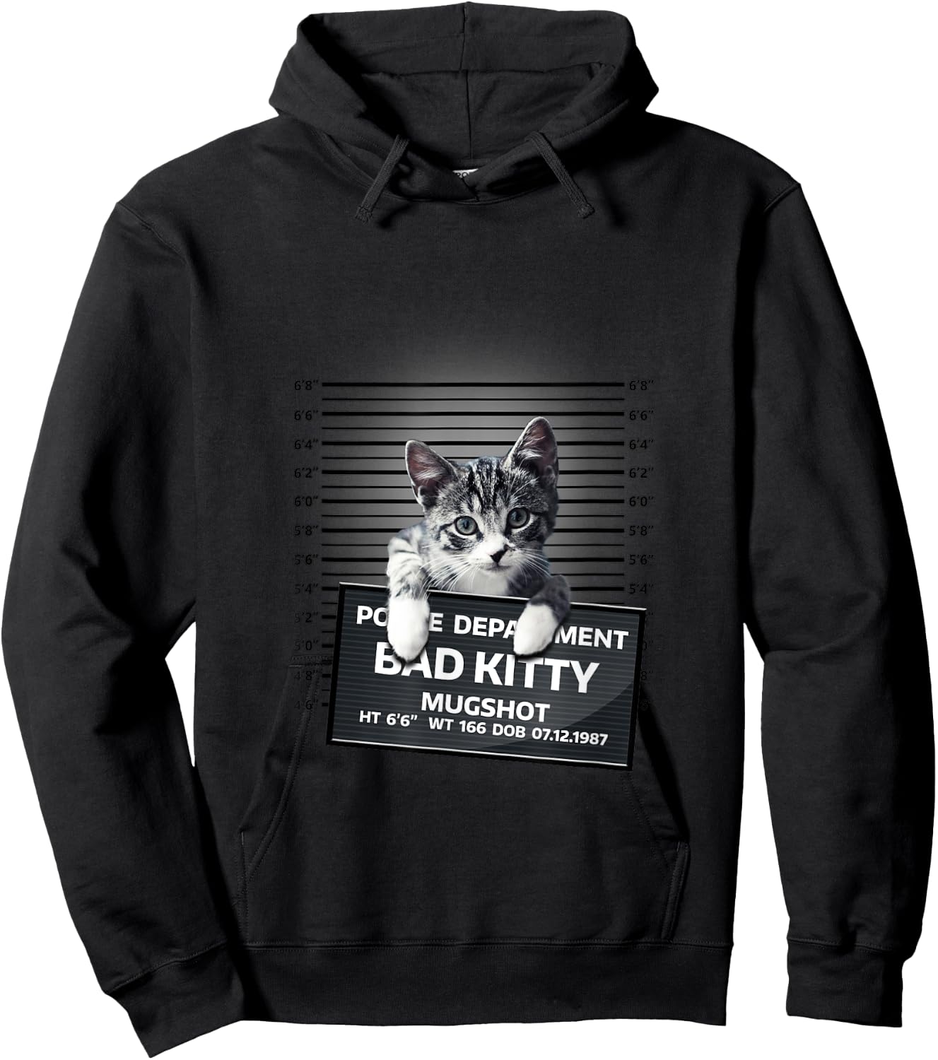 Funny Bad Kitty Cat Mugshot Cute Cat Lover Gift Hoodie - Hoodie | Black