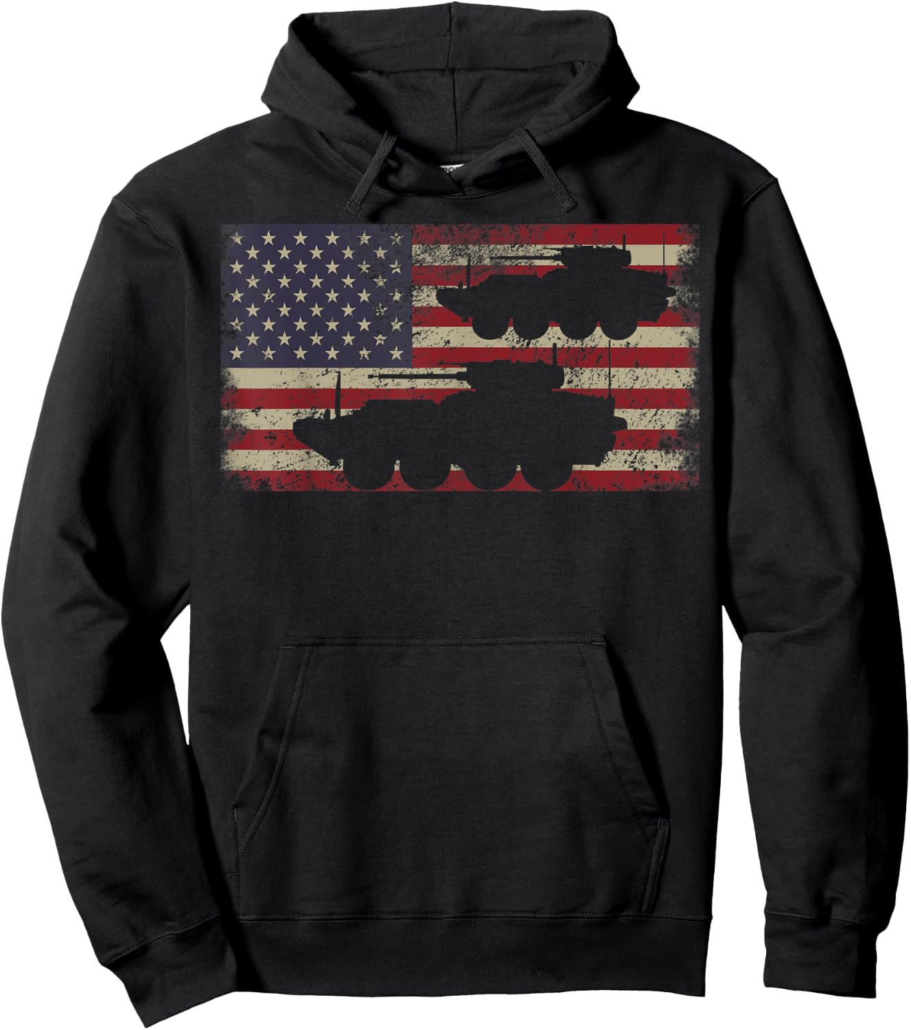 Stryker Infantry Carrier Vehicle Gift USA Flag Women Men Hoodie - Hoodie | Black