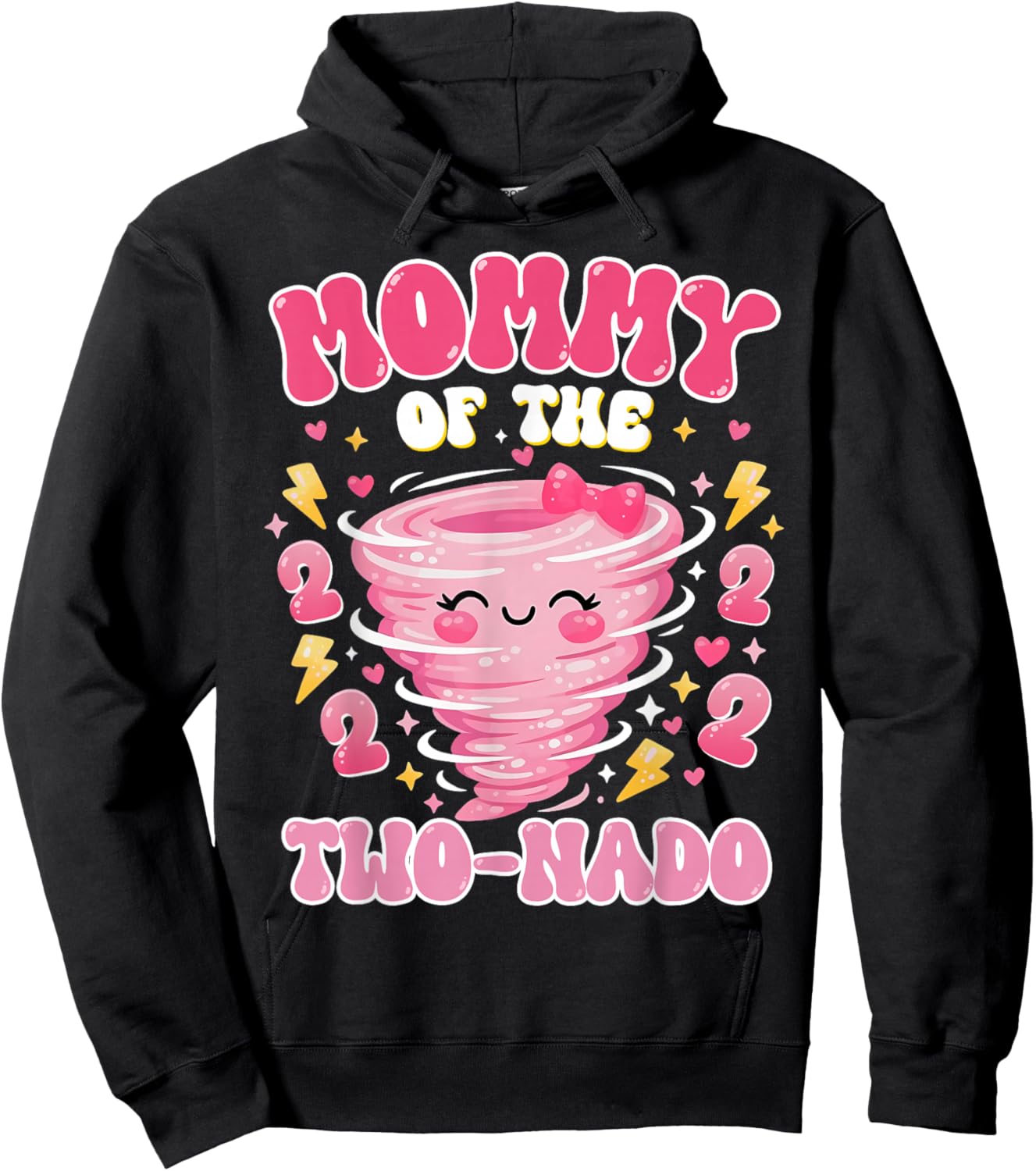 Mommy of The Two-nado 2nd Birthday Girl Tornado Theme Bday Hoodie - Hoodie | Black