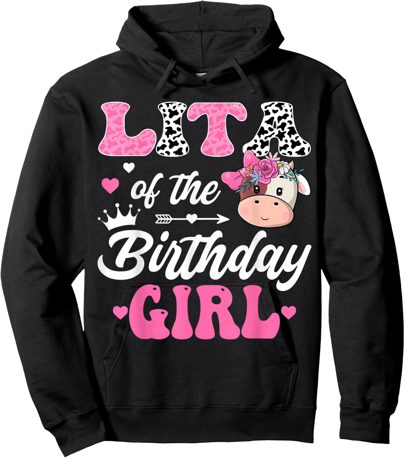 Lita Of The Birthday Girl Farm Cow 1St Birthday Girl Hoodie - Hoodie | Black