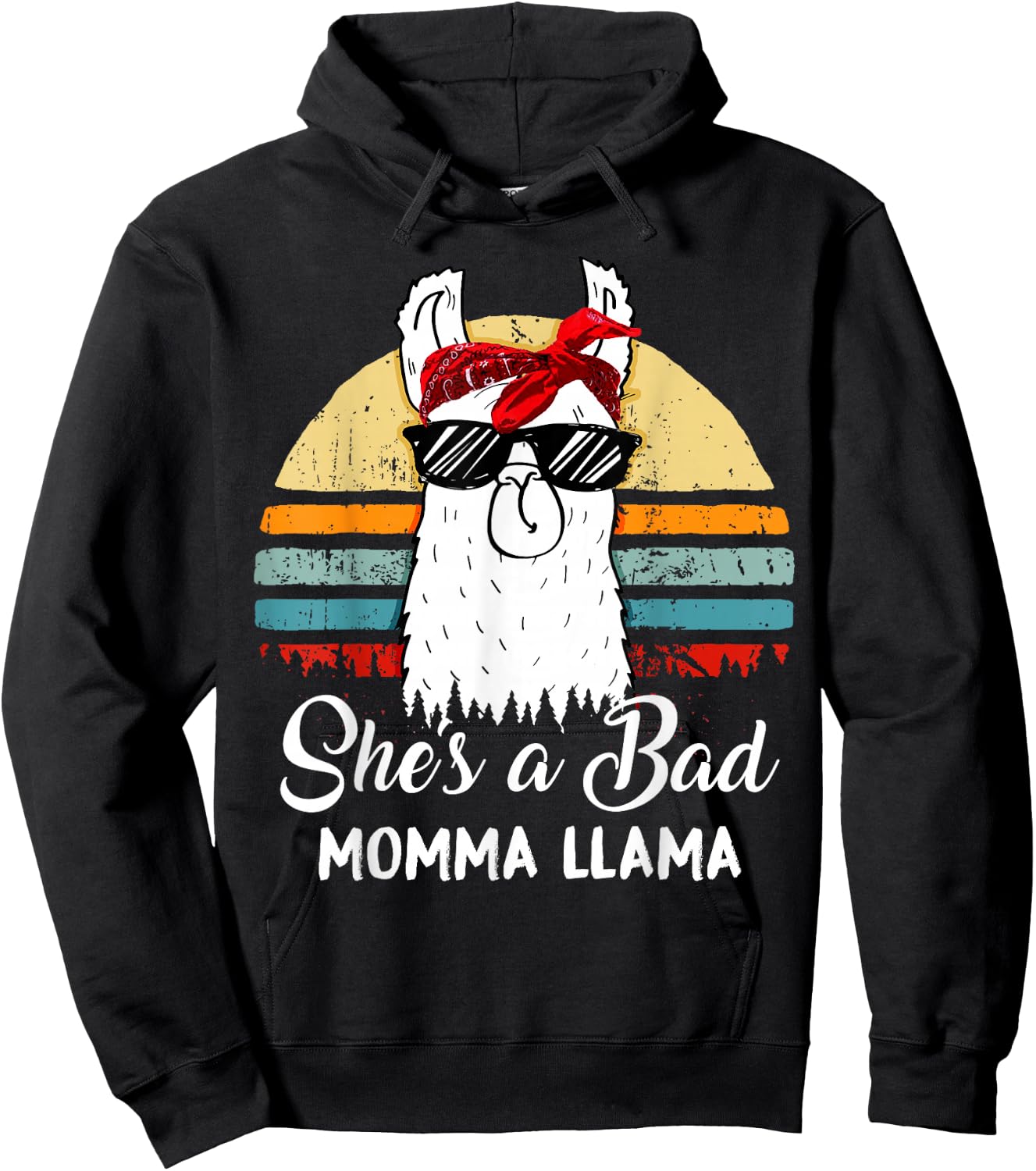 She's a Bad Momma Llama Funny Retro Vintage Mama Hoodie - Hoodie | Black