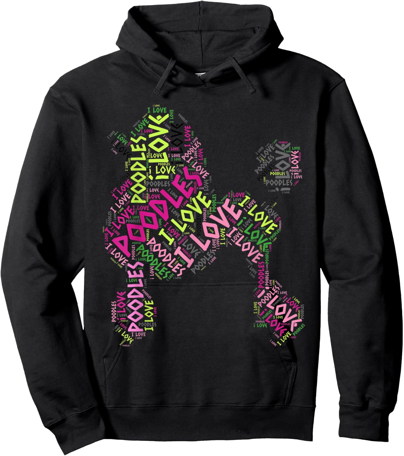 I Love Poodles - Cute Word Cloud T Shirt Dog A Hoodie - Hoodie | Black