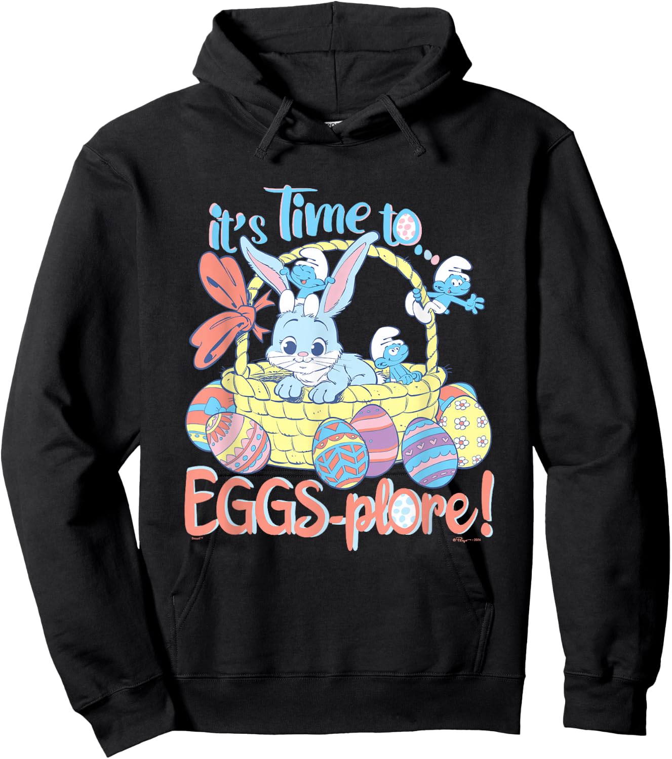 The Smurfs Easter It's Time To Eggs-plore! Cute Bunny Retro Hoodie - Hoodie | Black