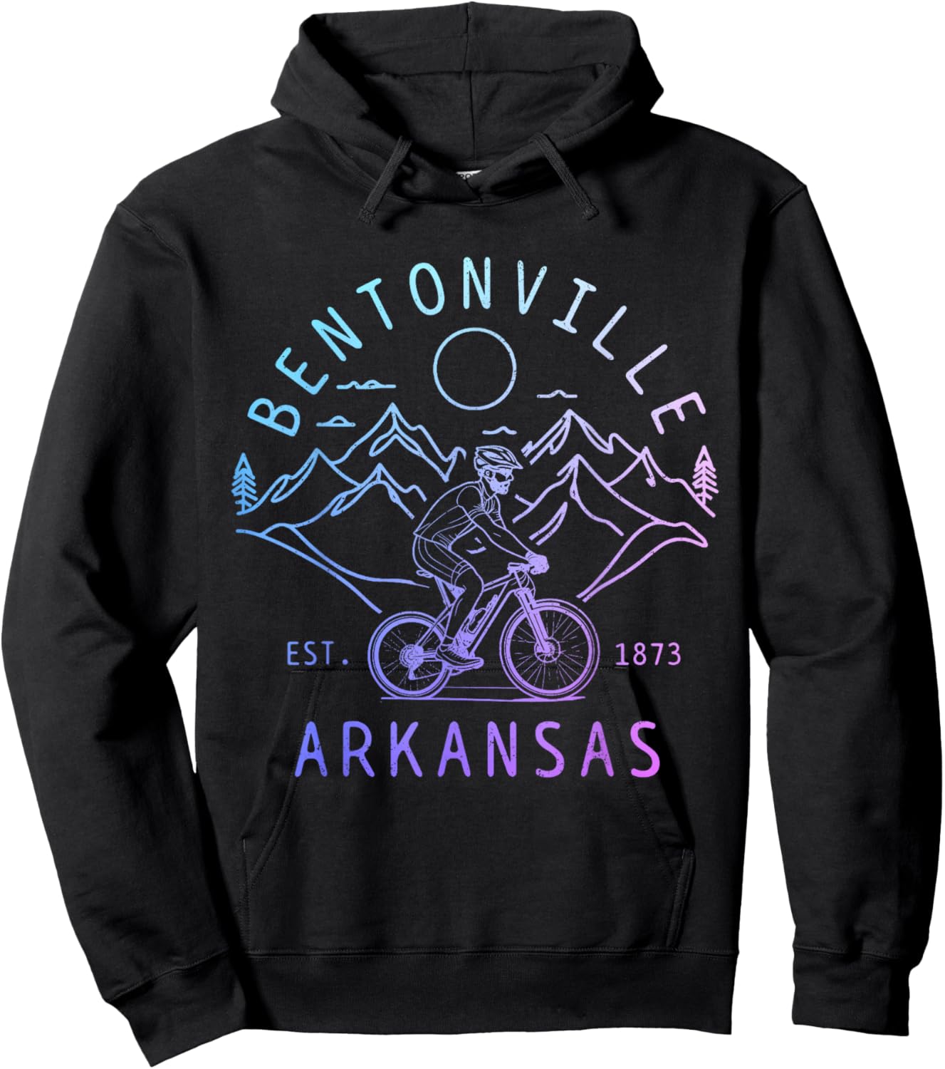 Bentonville Arkansas Mountain Bike MTB Cycling Vintage Hoodie - Hoodie | Black