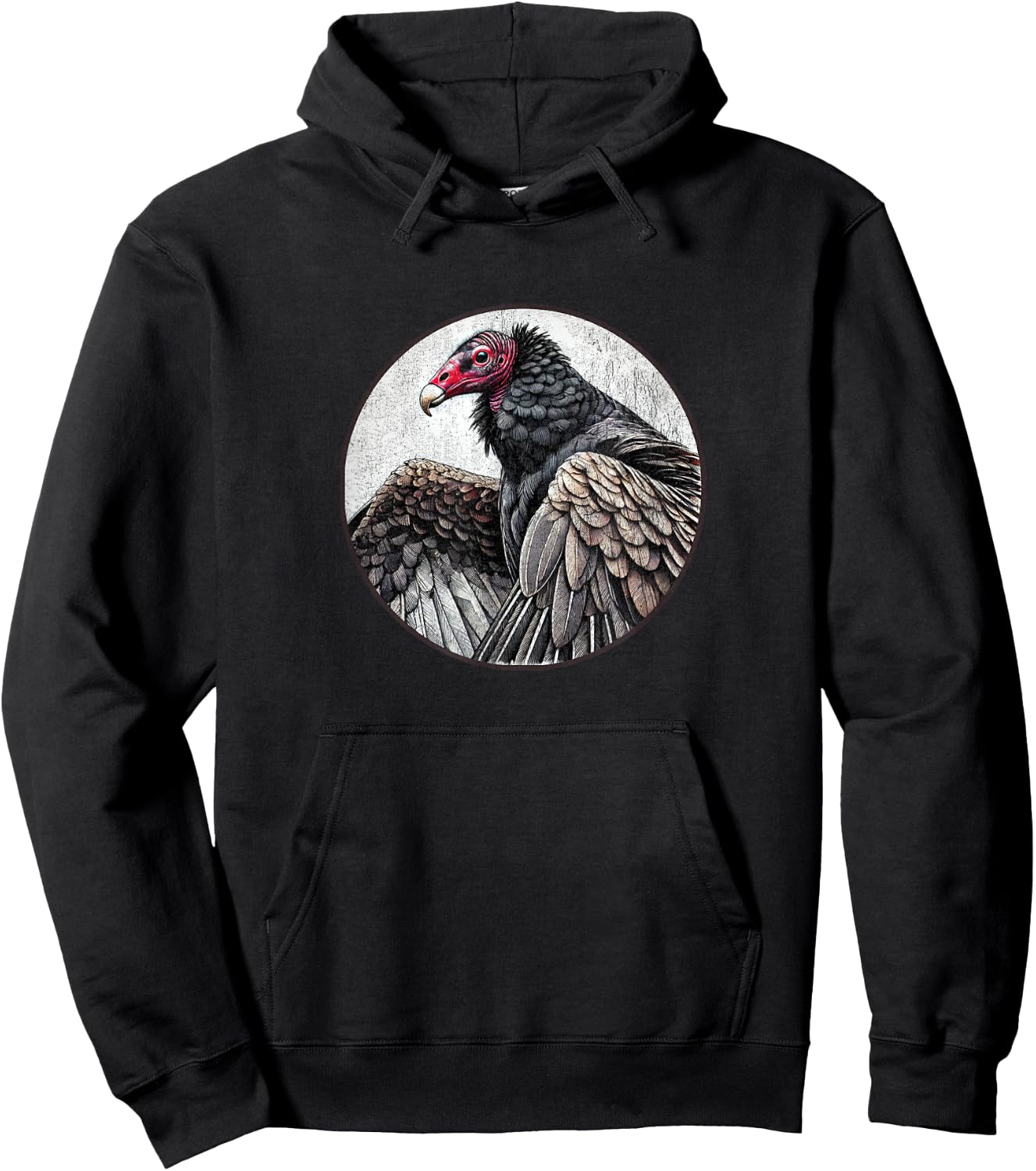 Retro Turkey Vulture Distressed Design by Bird Fan Hoodie - Hoodie | Black