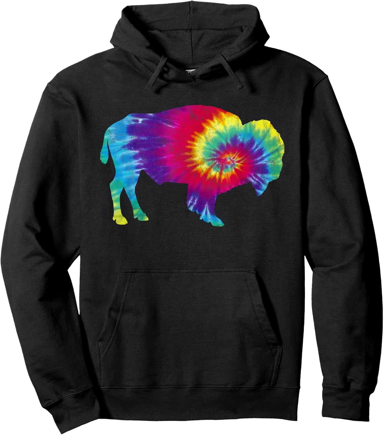 Vintage Tie Dye Bison American Buffalo Retro Hoodie - Hoodie | Black