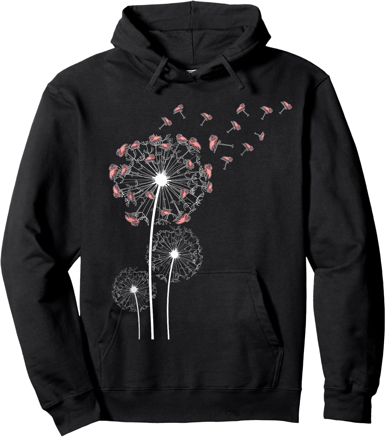 Animal Lover Gift Bird Dandelion Flamingo Hoodie - Hoodie | Black