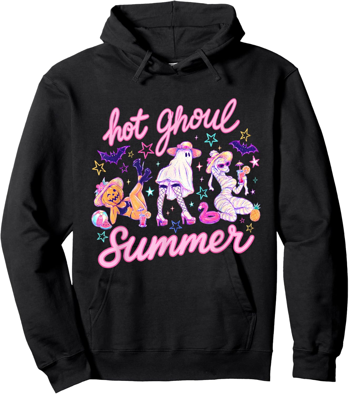 Hot Ghoul Summer Halloween Funny Ghost Spooky Vibes Hoodie - Hoodie | Black