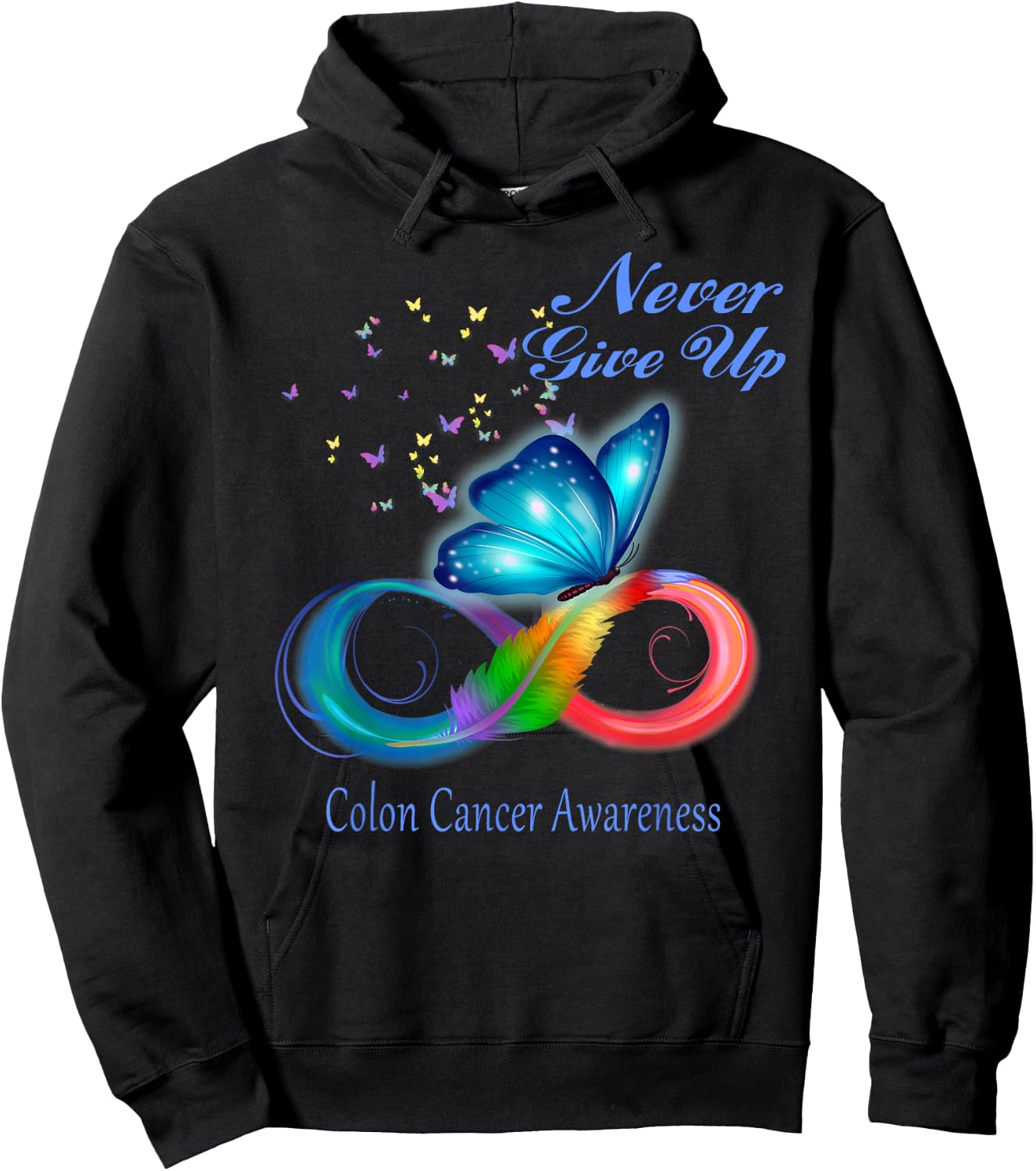 Butterfly Colon Cancer Awareness Hoodie - Hoodie | Black