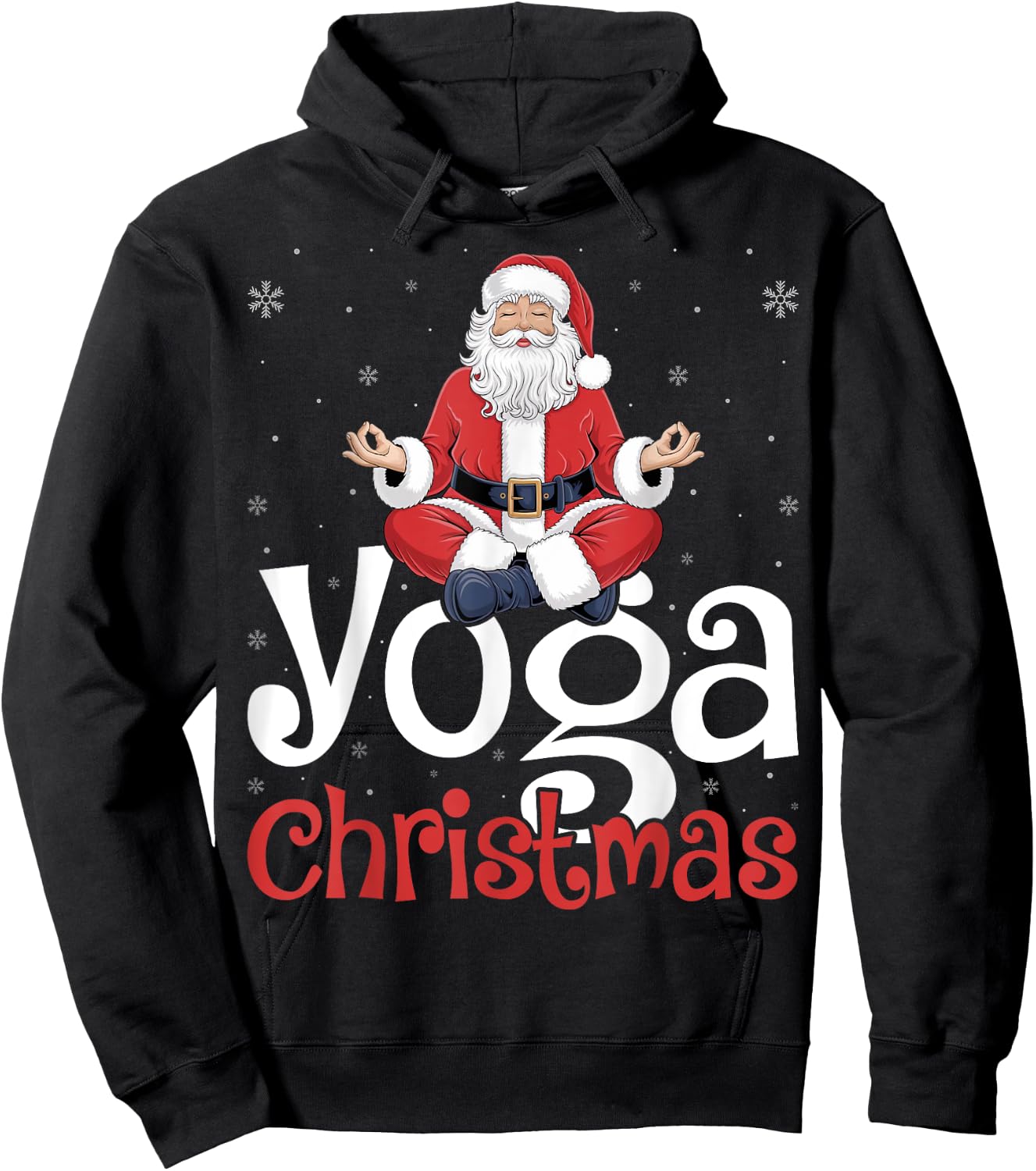 Yoga Christmas Santa Meditation Xmas Winter Holiday Hoodie - Hoodie | Black