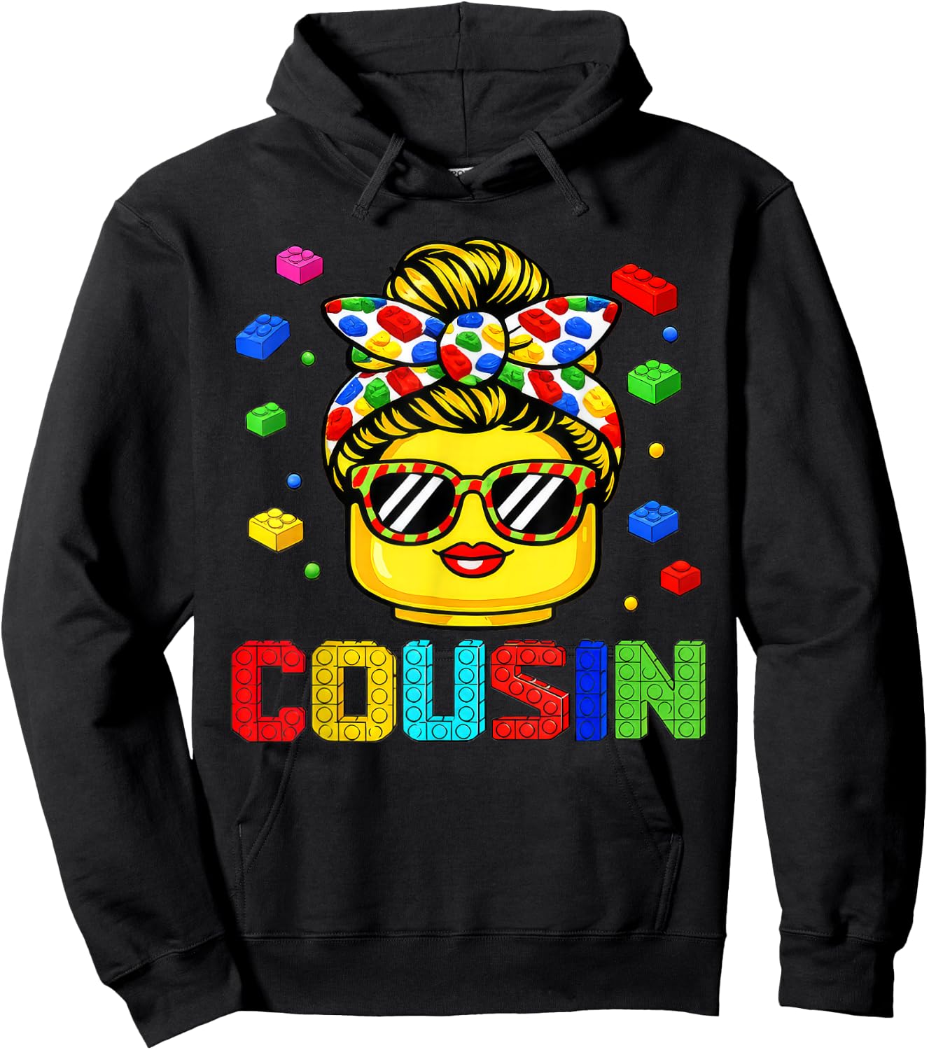 Cousin Master Builder Building Bricks Blocks Mothers Day Hoodie - Hoodie | Black