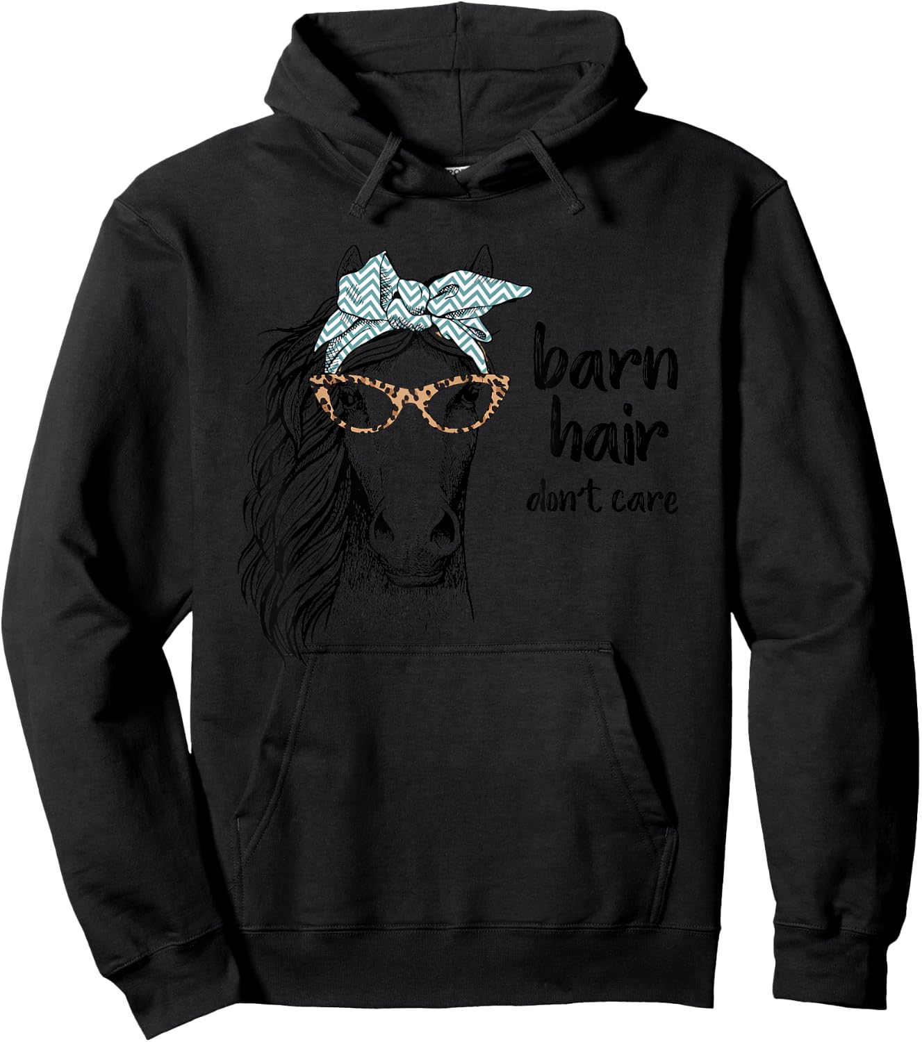 Cute Horse Love Girl Shirt Barn Hair Don't Care Cowgirl Gift Hoodie - Hoodie | Black