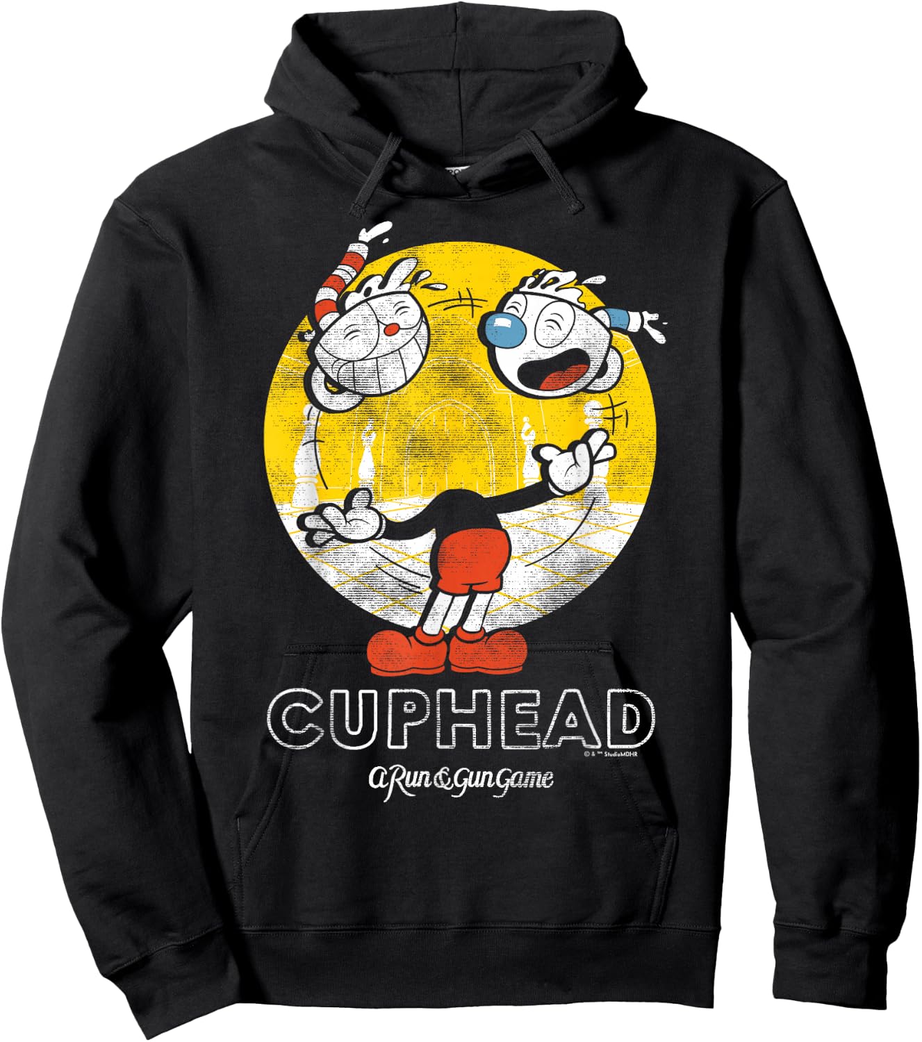 Cuphead with Mugman Head Juggling Hoodie - Hoodie | Black