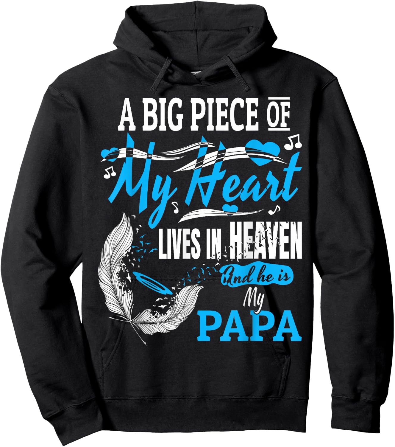 My Papa Lives in Heaven Shirt. Memorial Day Papa Dad Grandpa Hoodie - Hoodie | Black