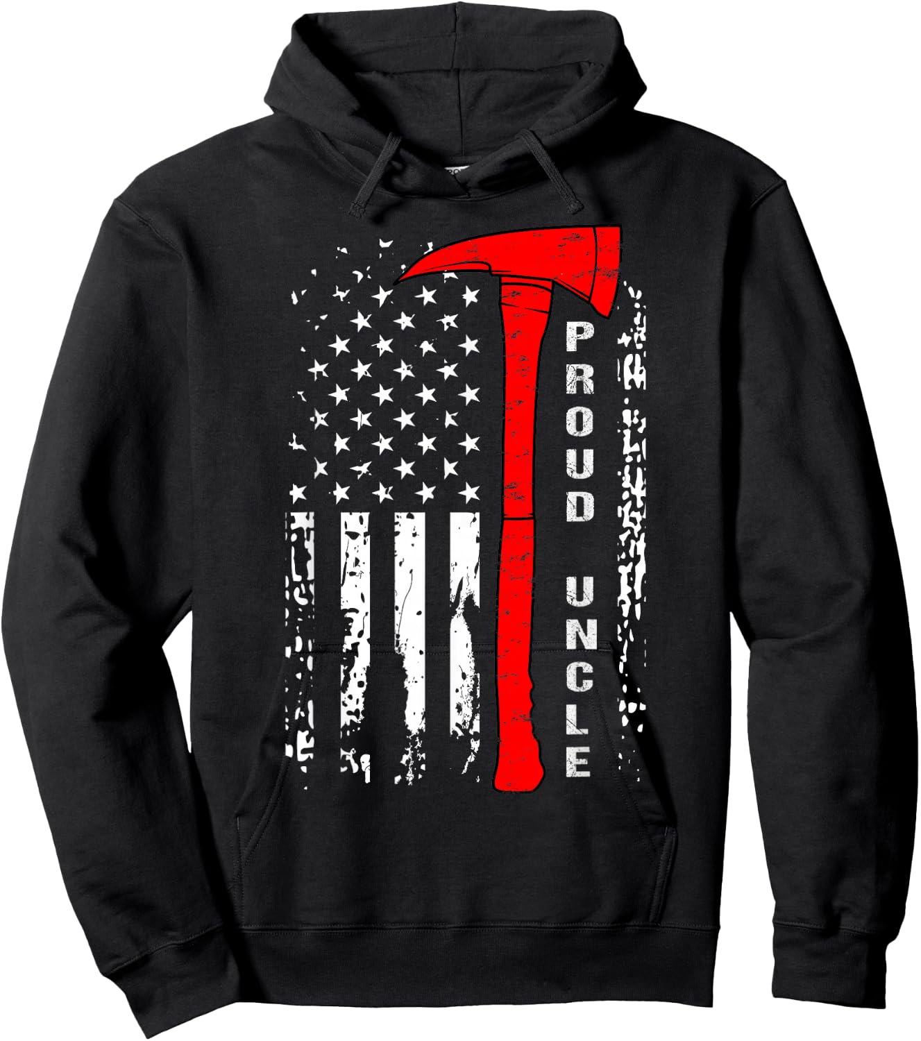 Firefighter Uncle Shirt Proud Uncle of Firefighter Gift Hoodie - Hoodie | Black