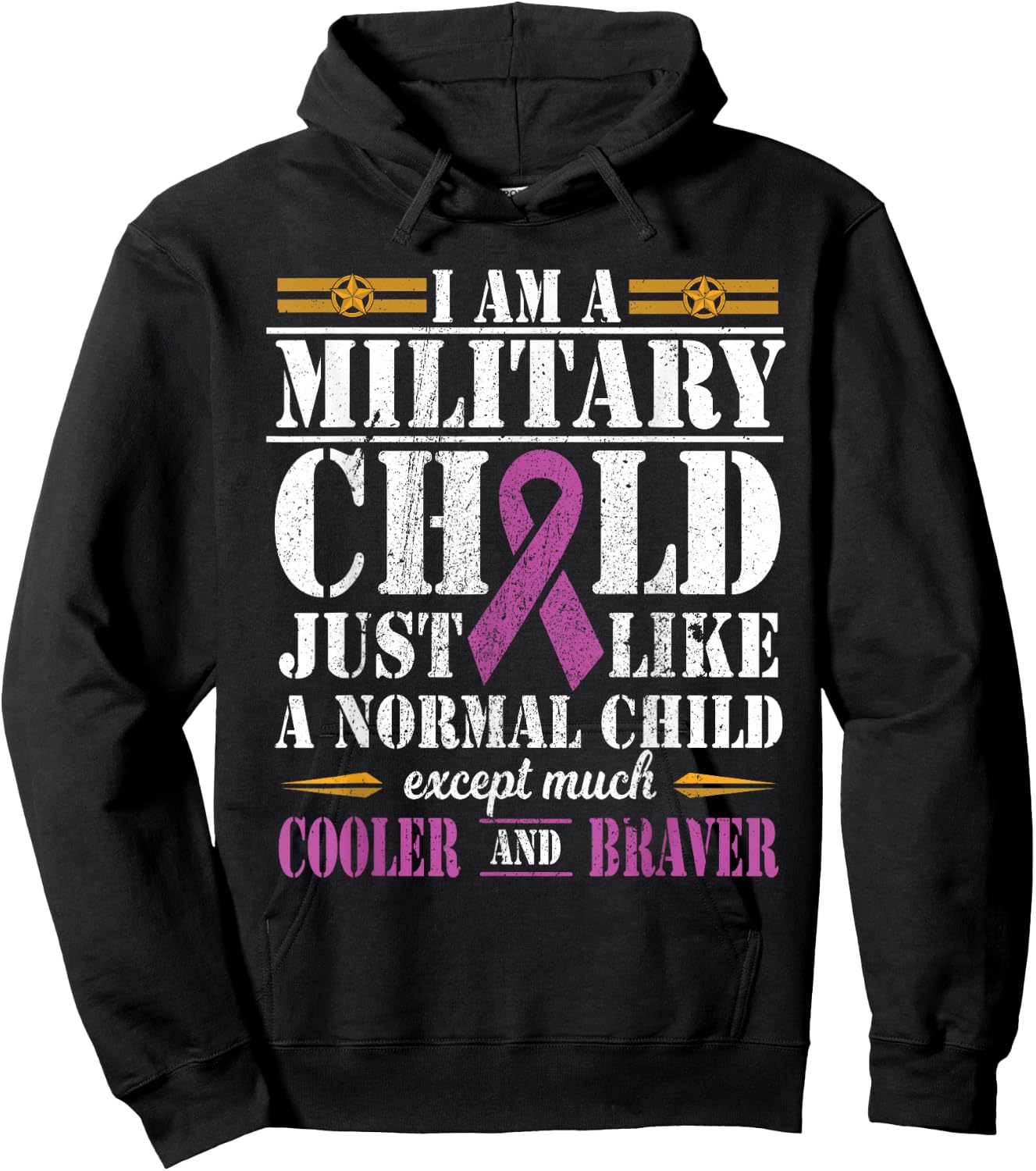 Military Child Month Purple Up Proud Patriotic Military Brat Hoodie - Hoodie | Black