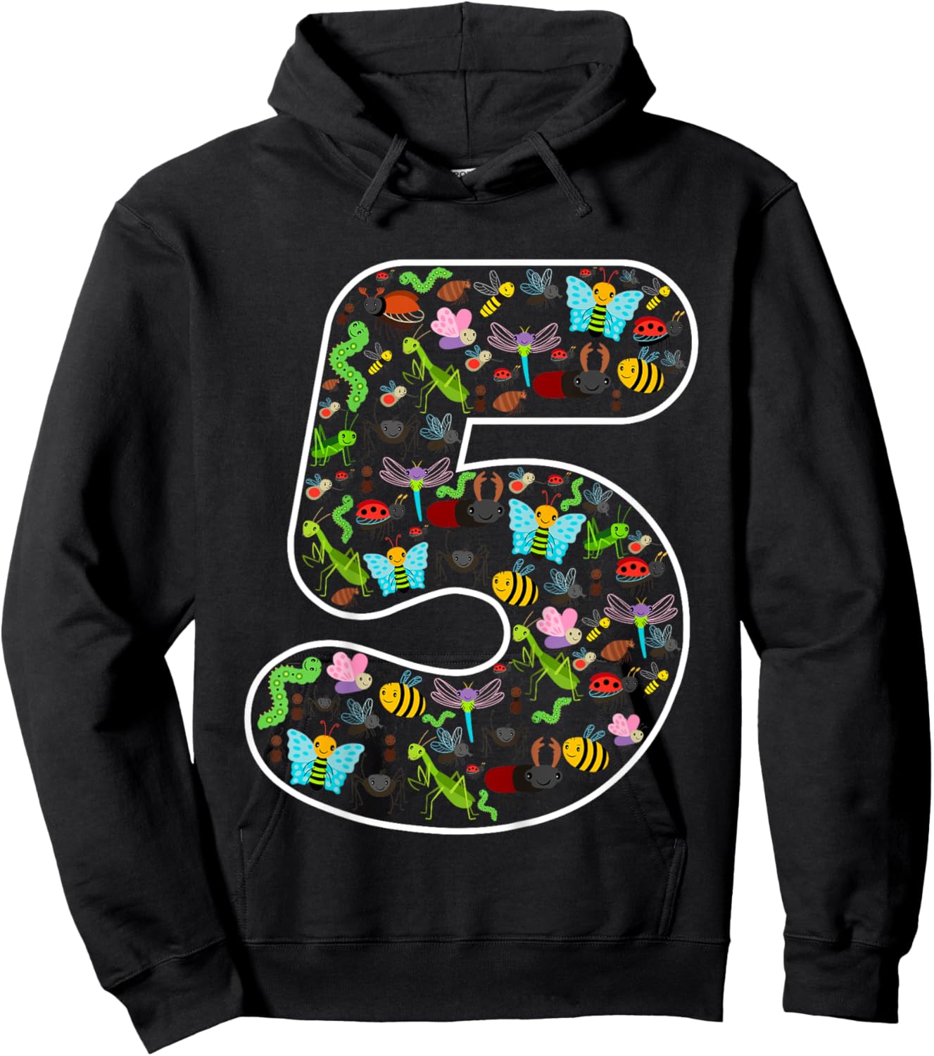 Insects Bugs Beetles 5 Years Old 5th Birthday Party Kids Hoodie - Hoodie | Black
