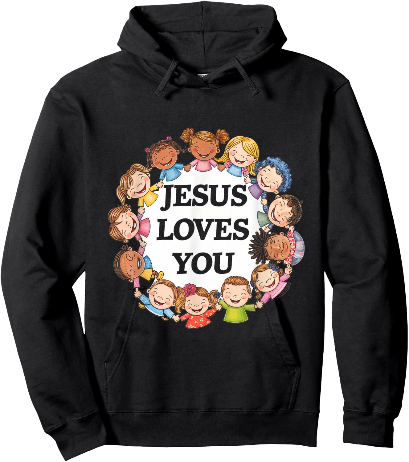 Jesus Loves You Kids Faith Children Religious Love Hoodie - Hoodie | Black