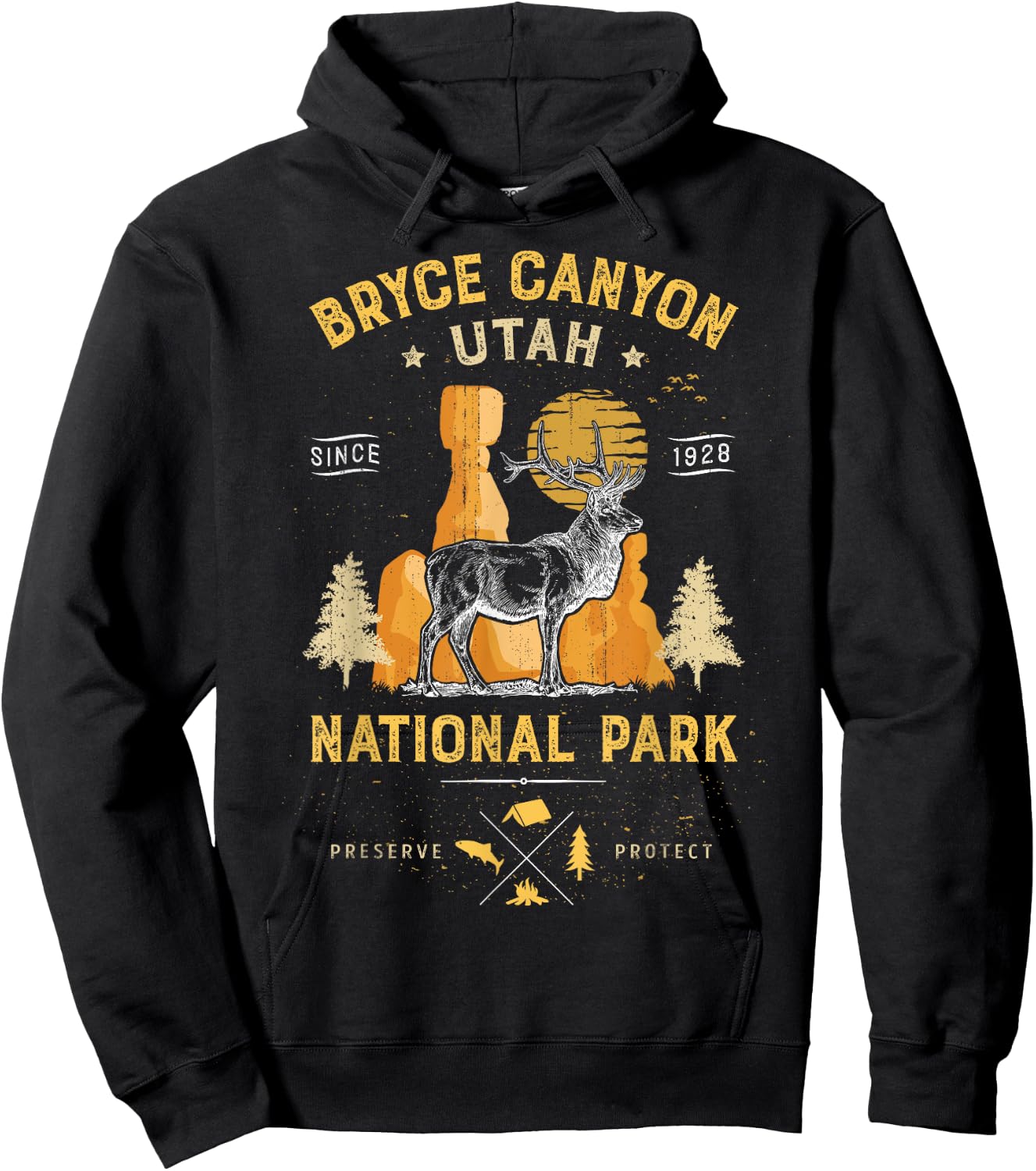 Bryce Canyon National Park T shirt Vintage Utah Deer Elk Hoodie - Hoodie | Black