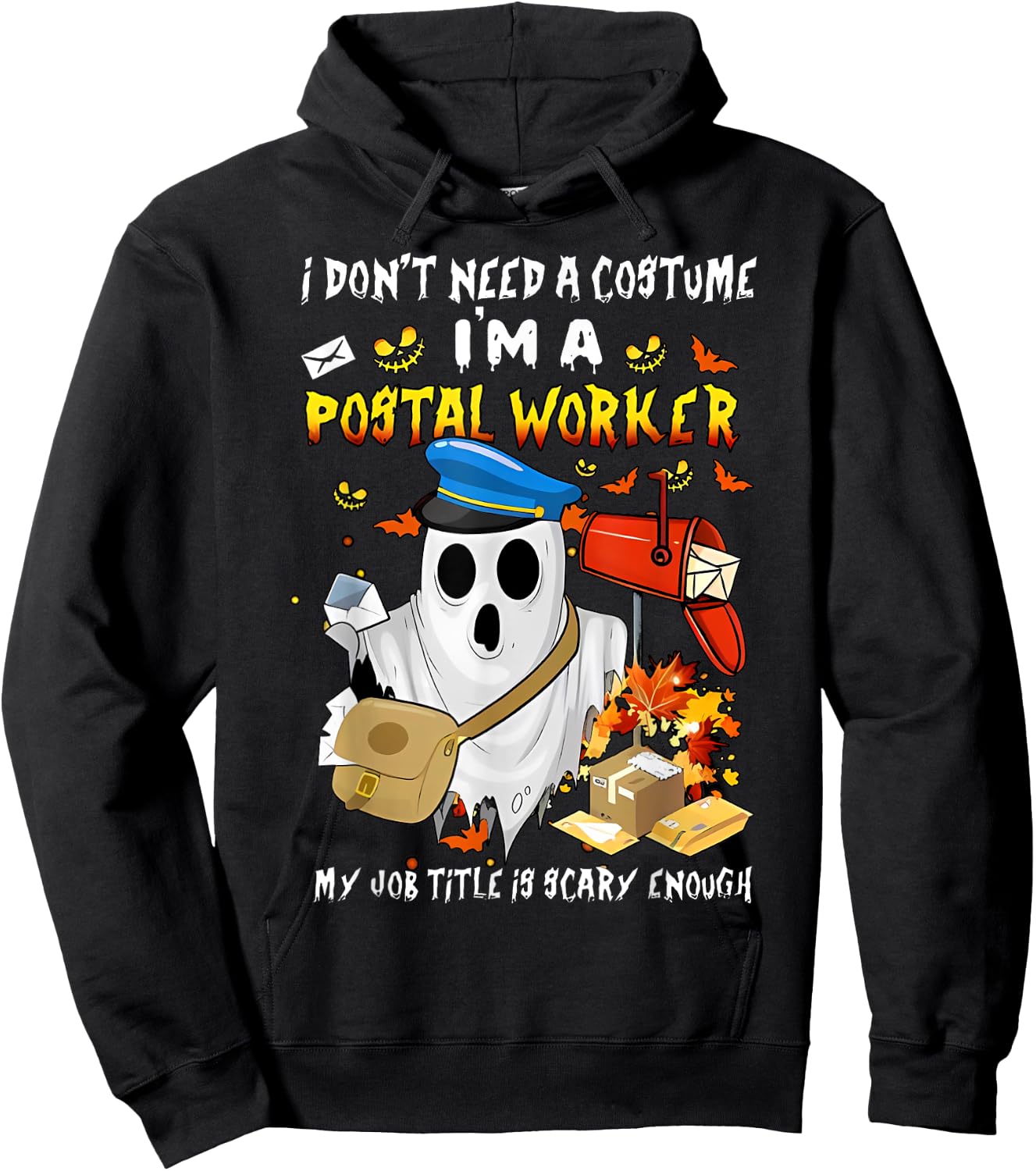 I Don't Need A Costume I'm A Postal Worker Ghost Halloween Hoodie - Hoodie | Black