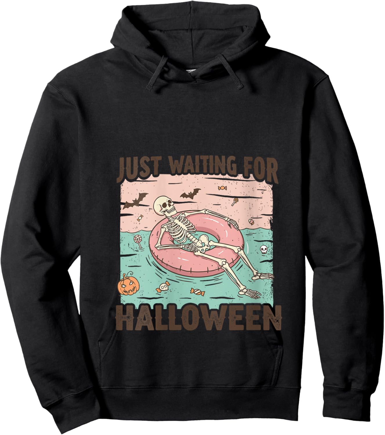 Spooky Summer Skeleton Just Waiting For Halloween V-Neck Hoodie - Hoodie | Black