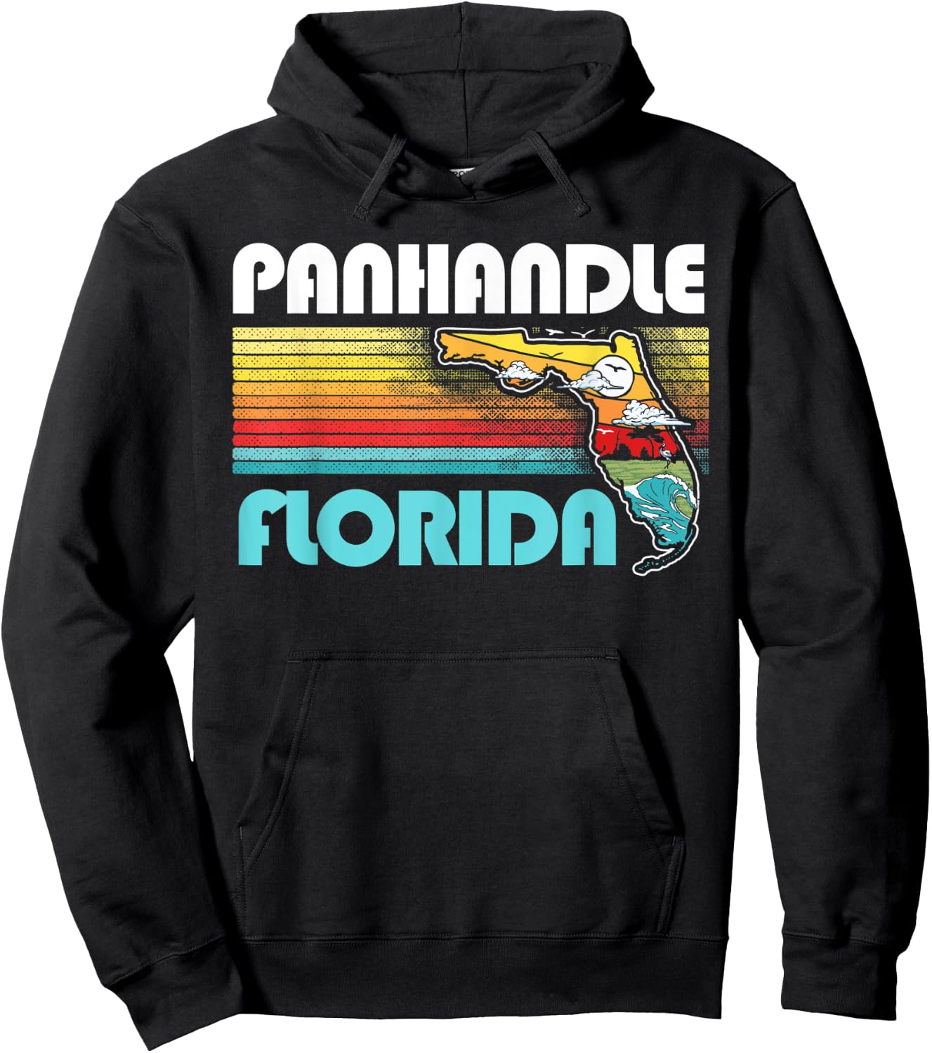 Panhandle Vintage Florida Nature & Outdoors Retro Graphic Hoodie - Hoodie | Black