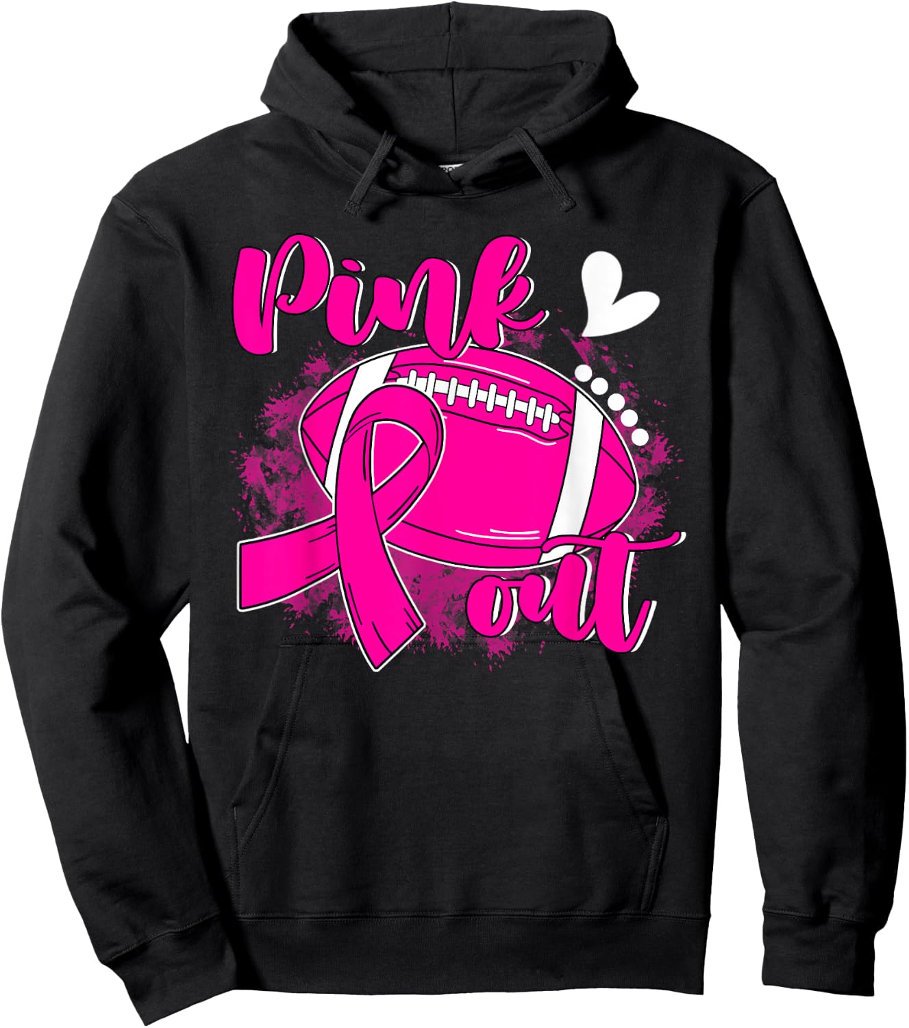 Pink Out Breast Cancer Awareness Football Pink Ribbon Women Hoodie - Hoodie | Black