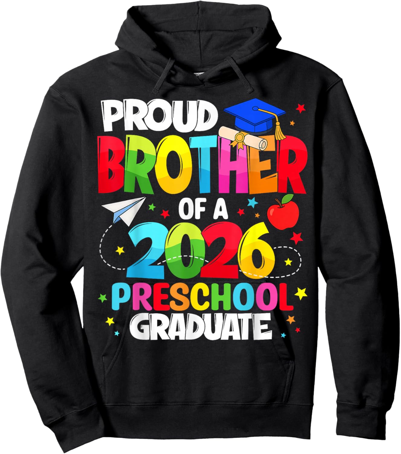 Proud Brother Class of 2026 Preschool Graduate Graduation Hoodie - Hoodie | Black