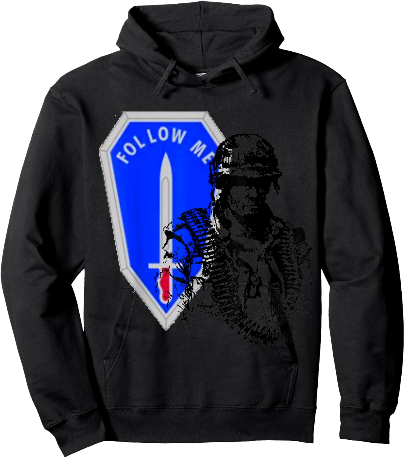 Vintage U.S Infantry Soldier. Follow Me I'm Infantry!! Hoodie - Hoodie | Black