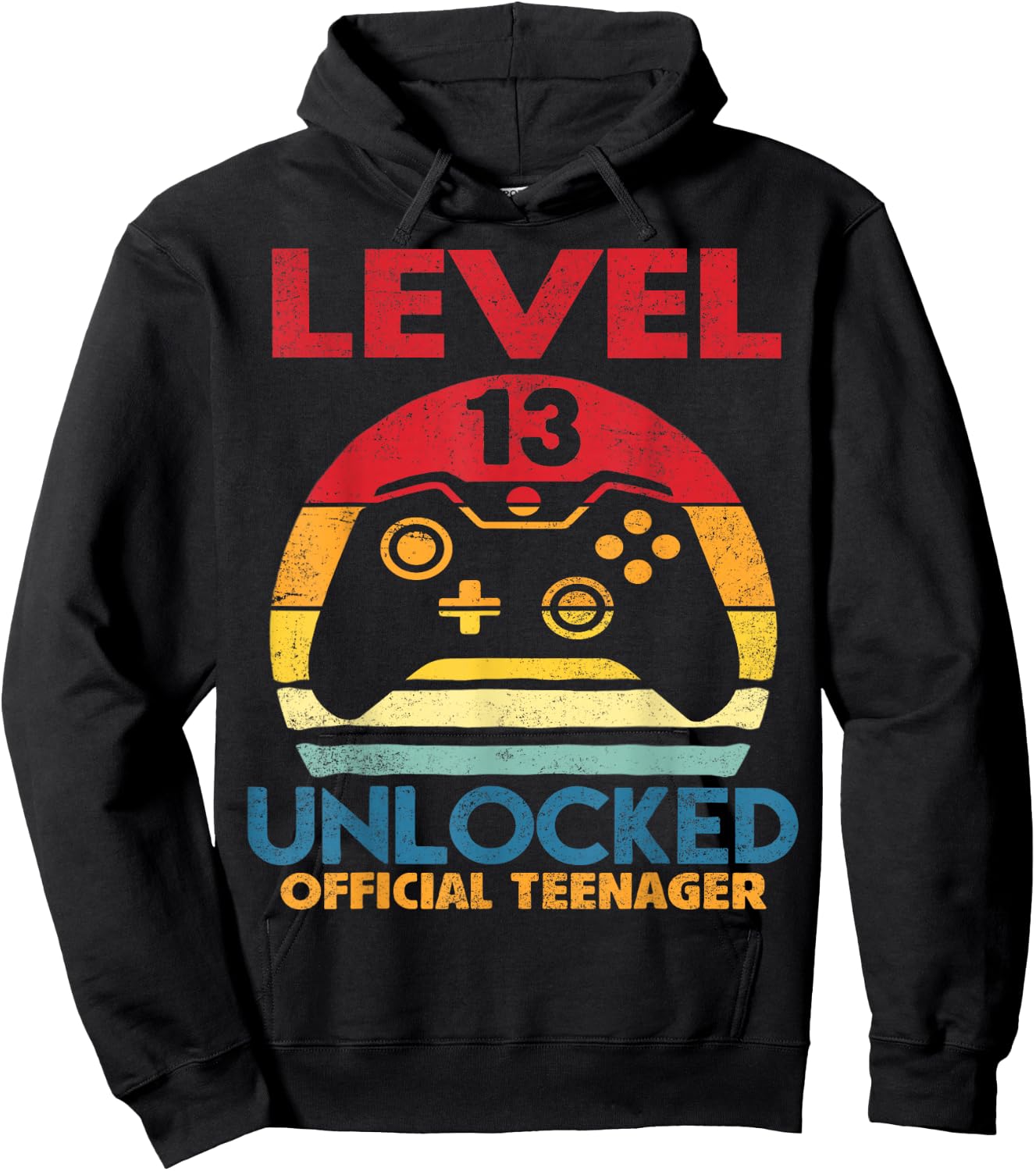 Official Teenager 13th Birthday Boy Shirt Level 13 Unlocked Hoodie - Hoodie | Black