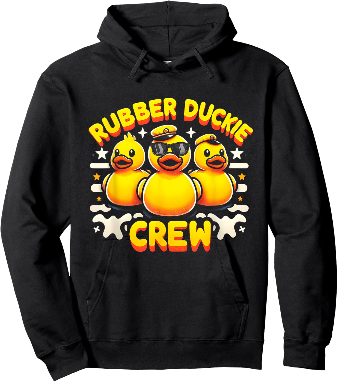 Retro Yellow Rubber Duck in 70s 80s Captain Duck Cruise Hoodie - Hoodie | Black