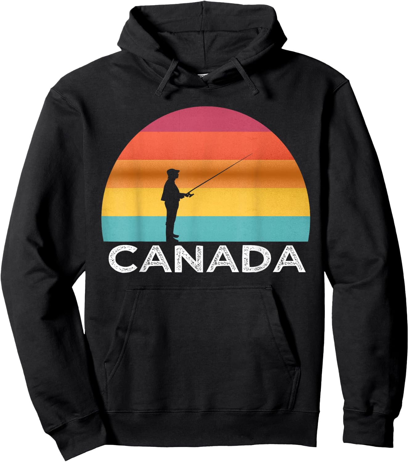 Sunset Canada Fishing T Shirt Canadian Fisherman Trip Hoodie - Hoodie | Black