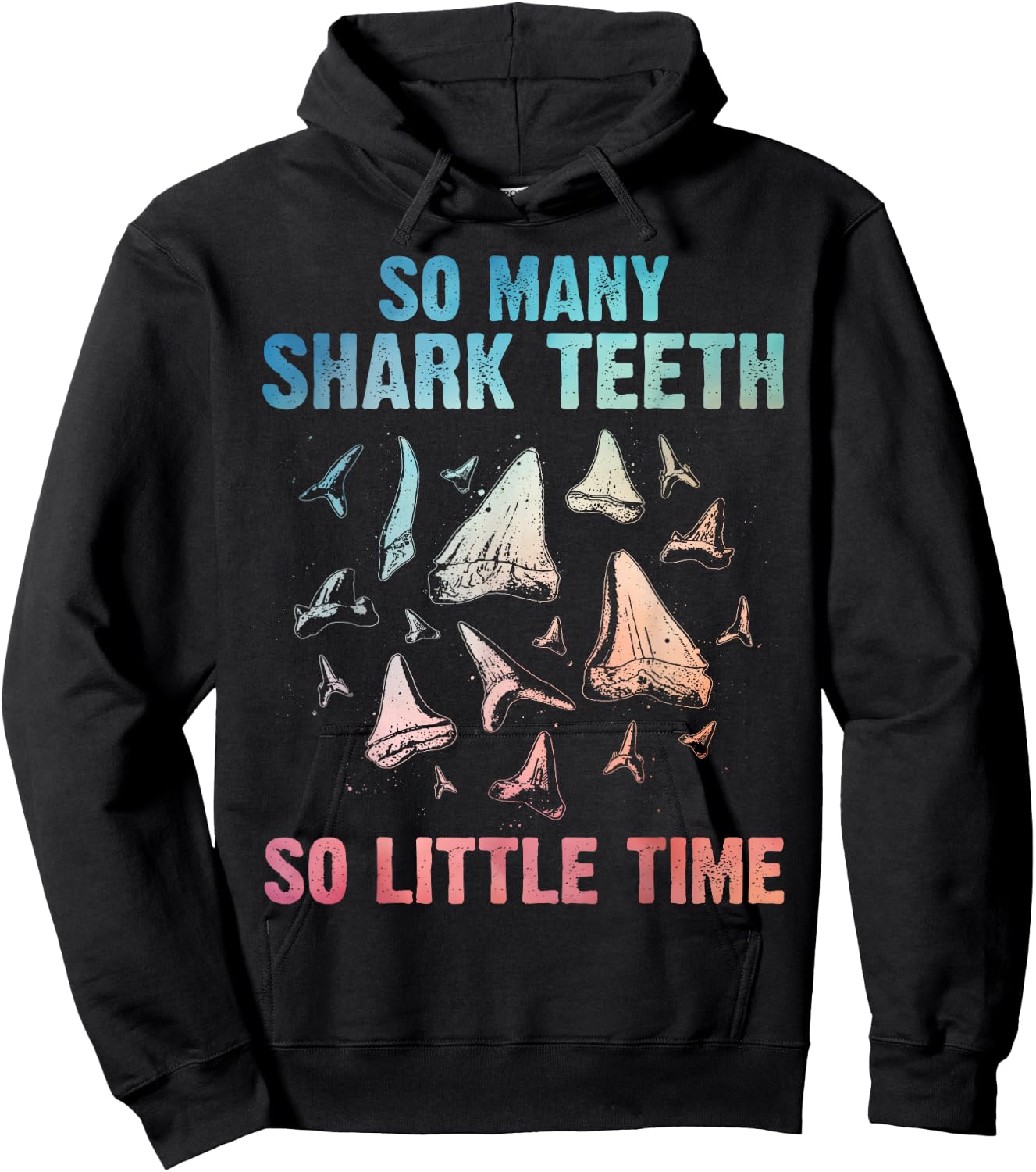 Funny Shark Teeth Art Women Megalodon Teeth Hunter Hoodie - Hoodie | Black