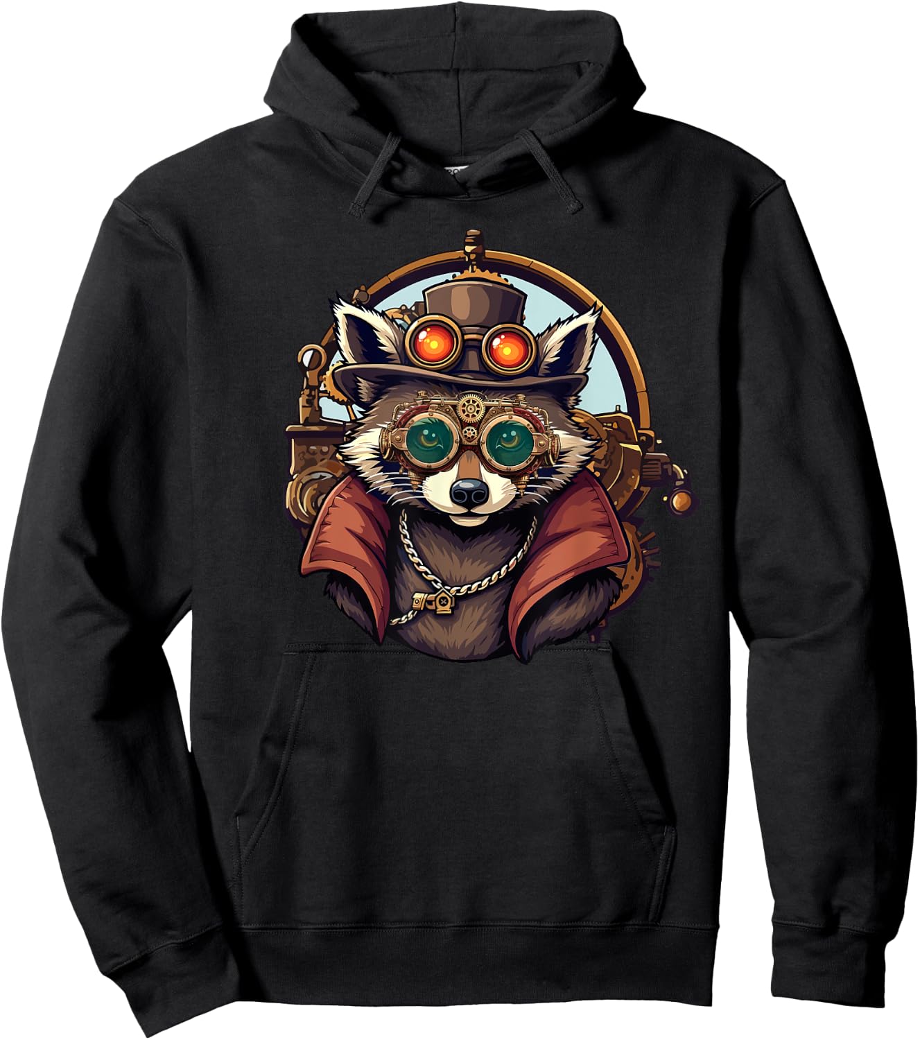 Raccoon Steampunk Gears Trash Panda Animal Hoodie - Hoodie | Black